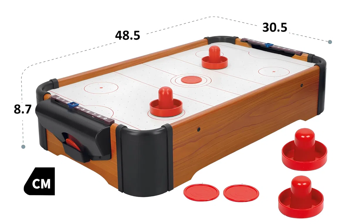Hockey da Tavolo ad Aria in Legno Grande con 2 Manopole 2 Dischi e Segnapunti Integrato