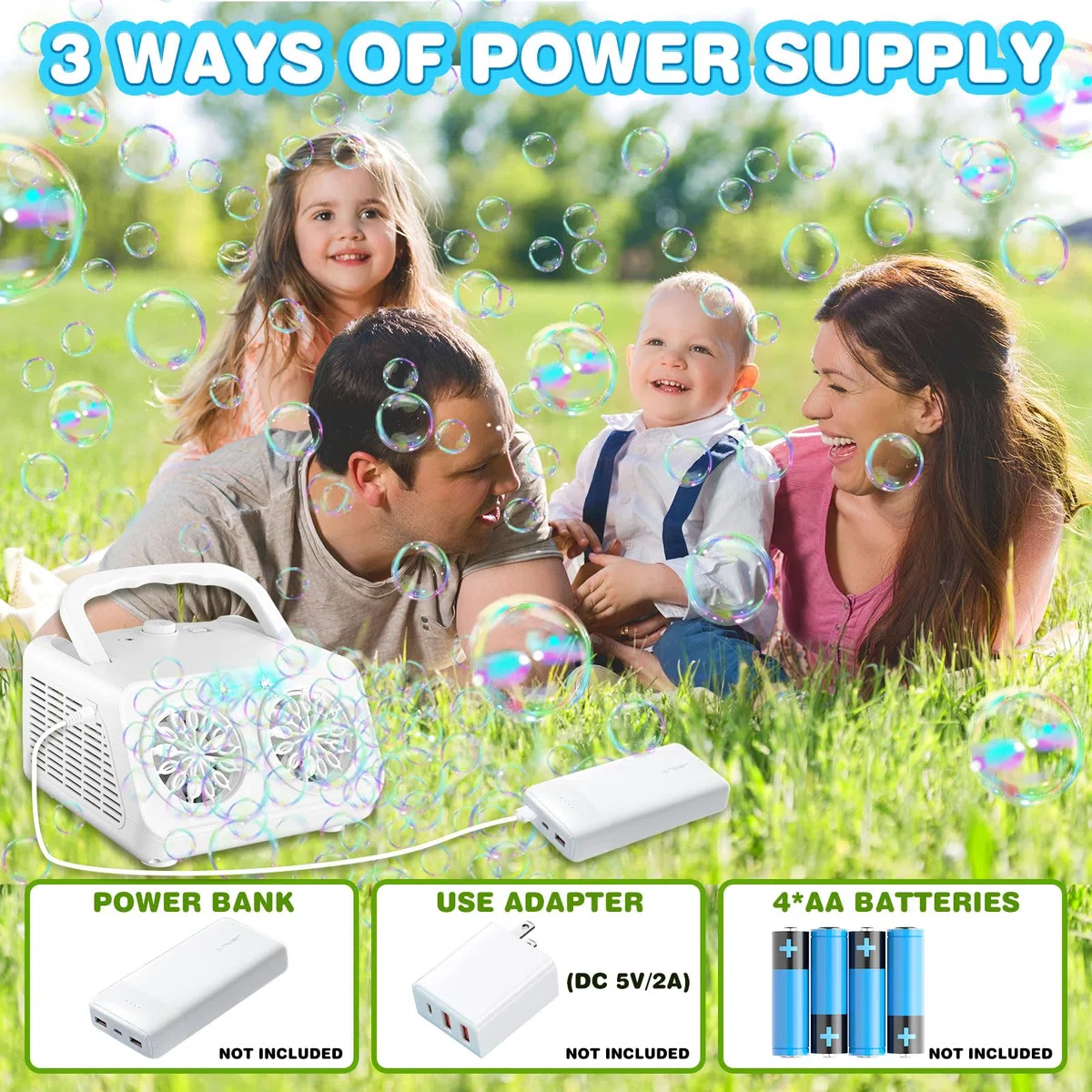Macchina Bolle di Sapone, Spara Bolle di Sapone Automatico, 22000+ Bolle al Minuto, 2 Velocità, Giochi da Esterno per Bambini, Compleanno Gadget Matrimonio (Bianco)