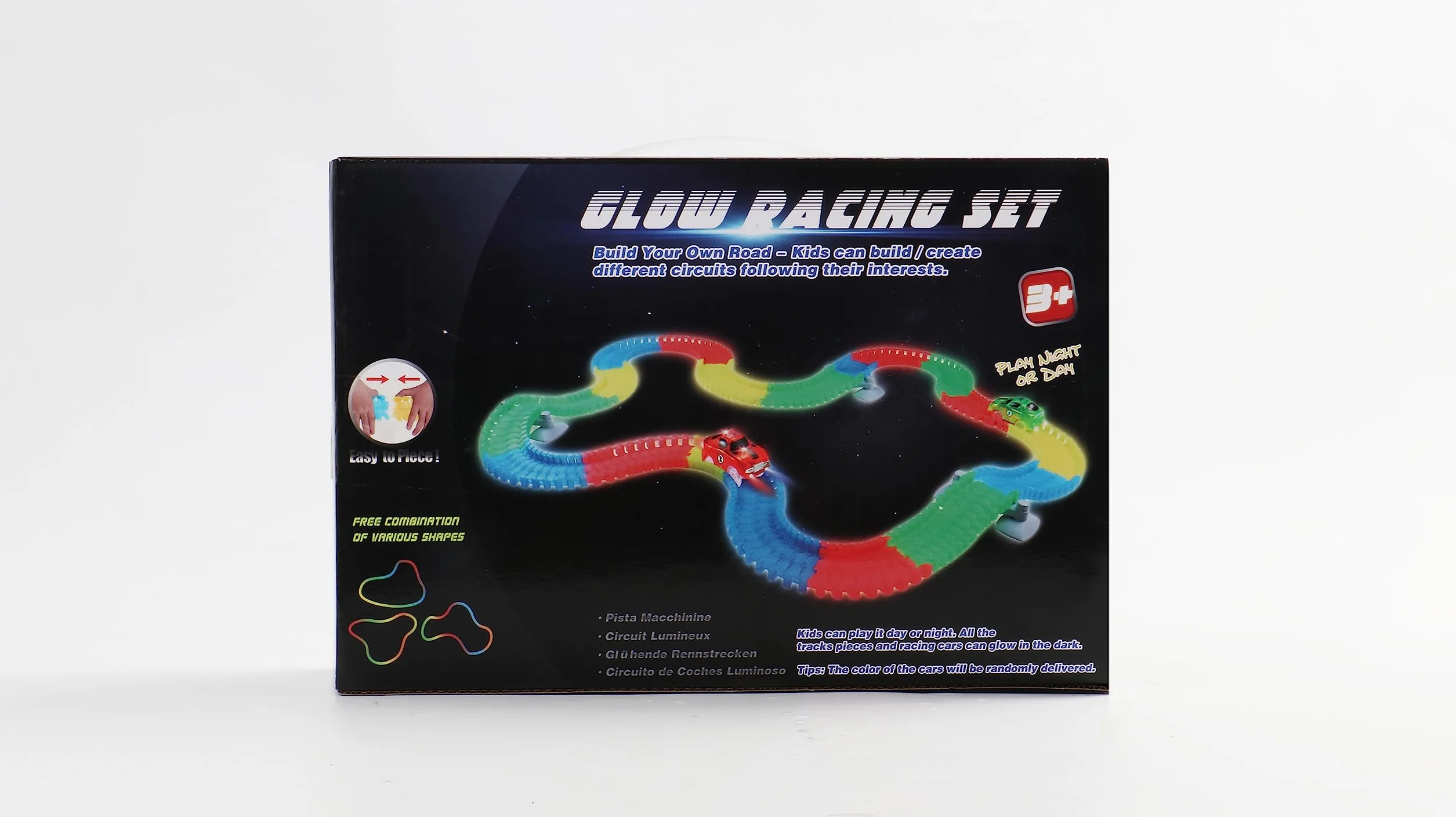 Pista Macchinine Luminosa Elettriche Auto Giocattolo Flessibile Pista Macchinine Colorate Carrera 240 Pezzi con 2 Glow Cars Macchinine Giocattolo per Bambini 3 4 5 6 Anni