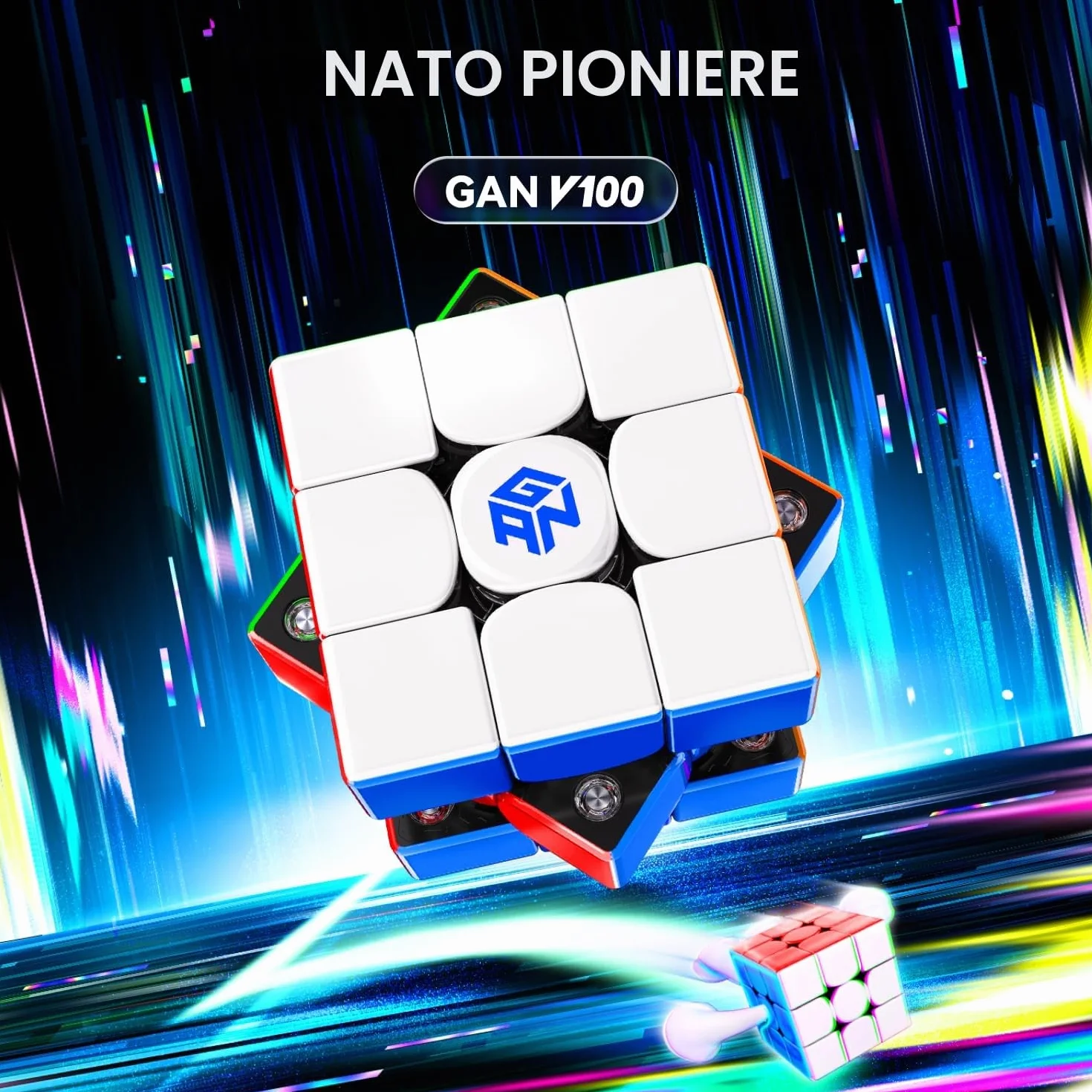 GAN V100 Maglev Cubo di Velocità Professionale 3x3 Speed Cube, Cubo Magnetico con 72 Magneti e Design Leggero da 64g, GAN Cube 355 Maglev è Perfetto per Giocatori con Mani Piccole e per Principianti.