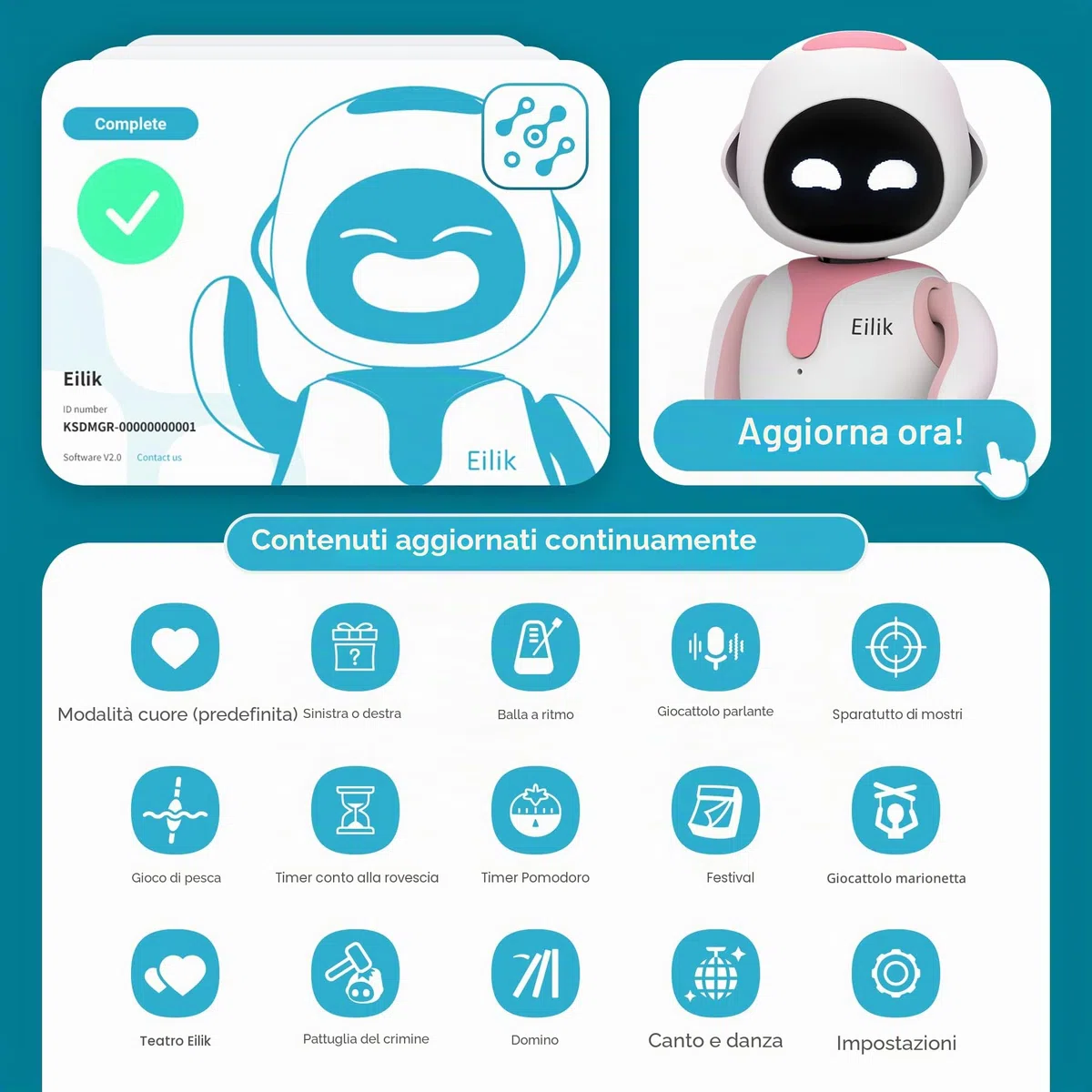 Eilik Rosa – Adorabile Robot Interattivo: Smart Gadget per la Casa o la Scrivania con Emozioni Realistiche e Aggiornamenti Costanti, Idea Regalo per Adulti e Bimbi, Robo-Pet per Ragazzi e Ragazze