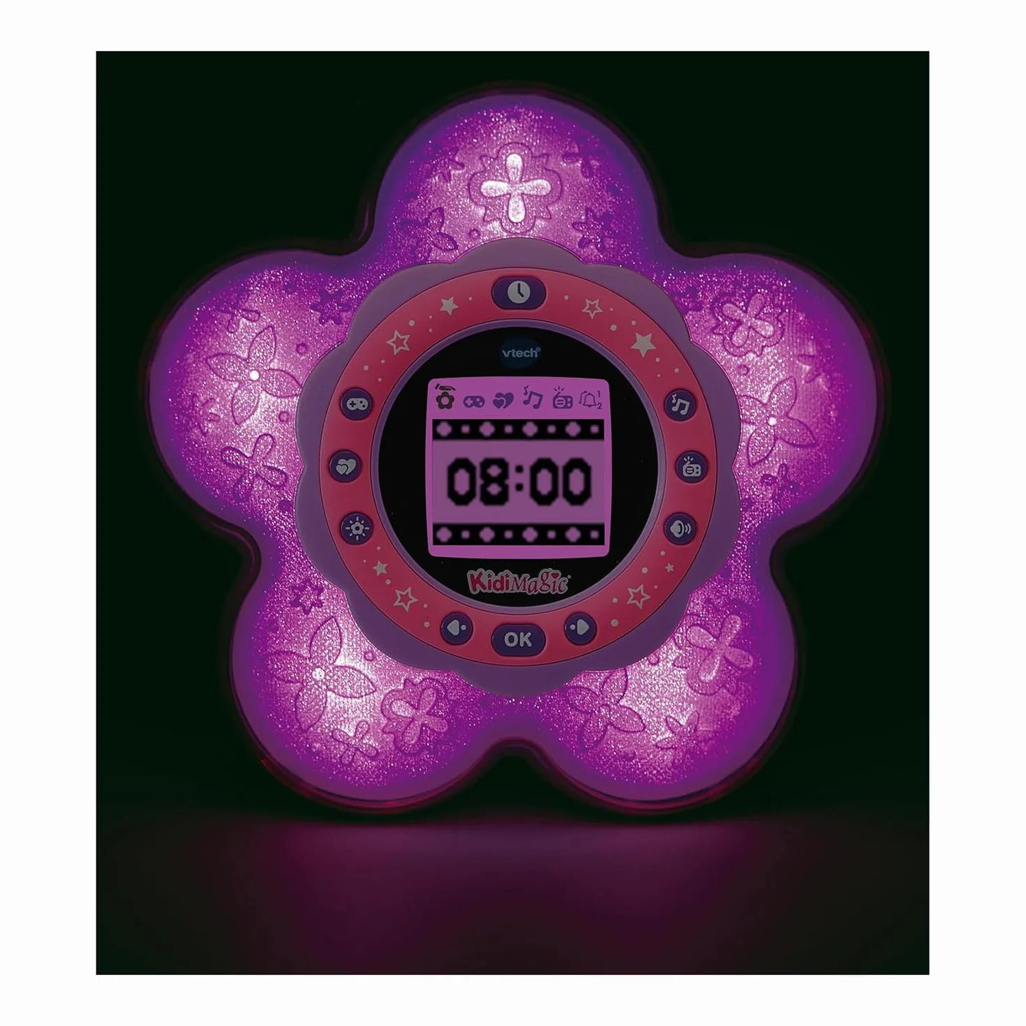 VTech KidiMagic Galaxy Light, Radiosveglia 9 in 1, Proiettore Bambini Aurora Boreale, Fiore Luminoso con Sensore di Movimento, Radio FM e MP3, Lingua Italiana, Batterie Incluse, 6+ Anni