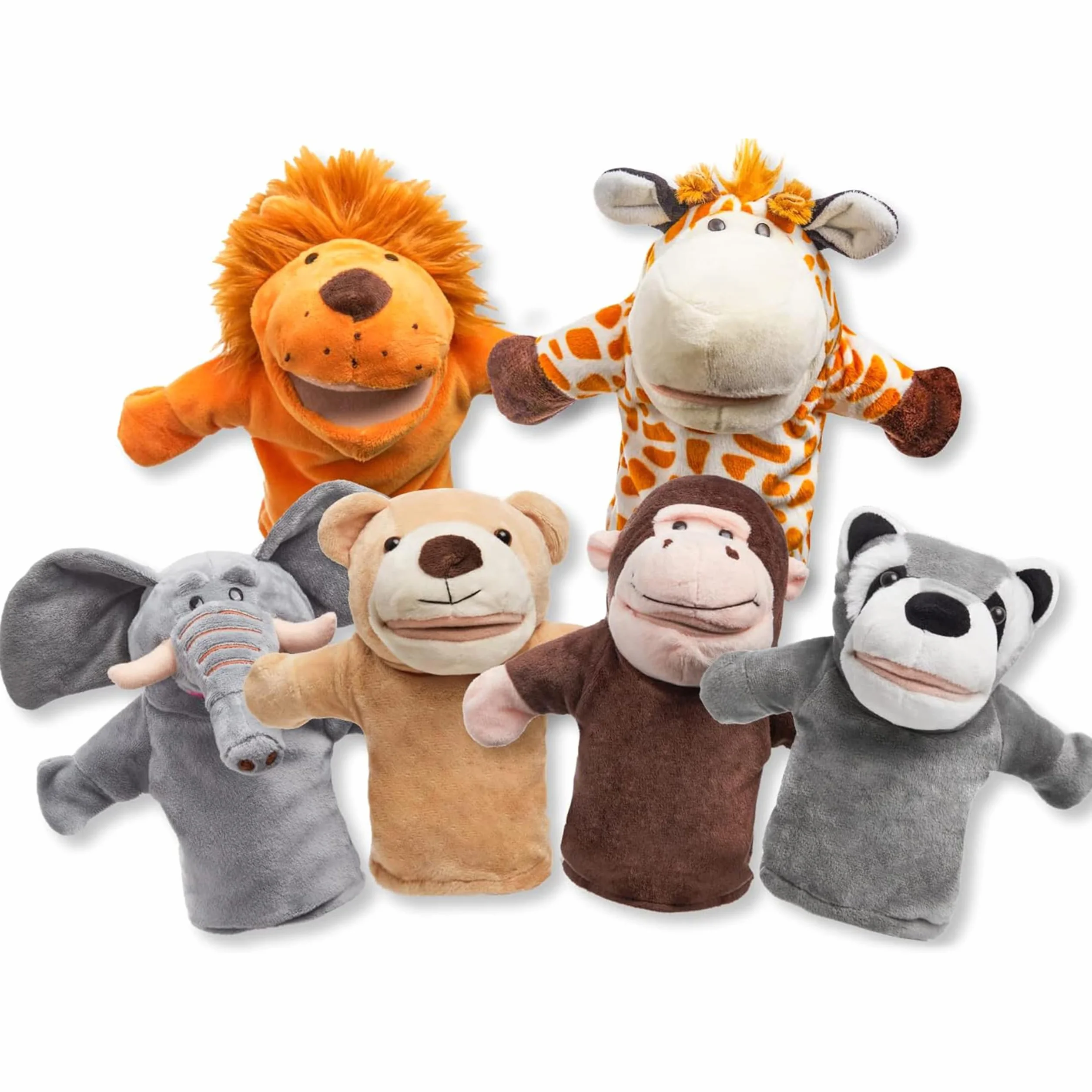JOYIN Zoo amici Burattini di animali da mano con peluche a bocca aperta mobile (confezione da 6) per giochi fantasiosi