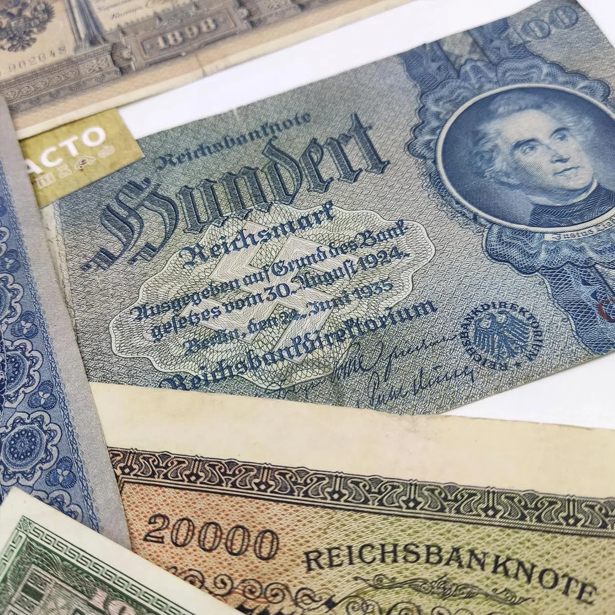 Collezione di 10 Banconote Antiche Autentiche 1792-2014, 4 Secoli di Storia con Certificato di Autenticità