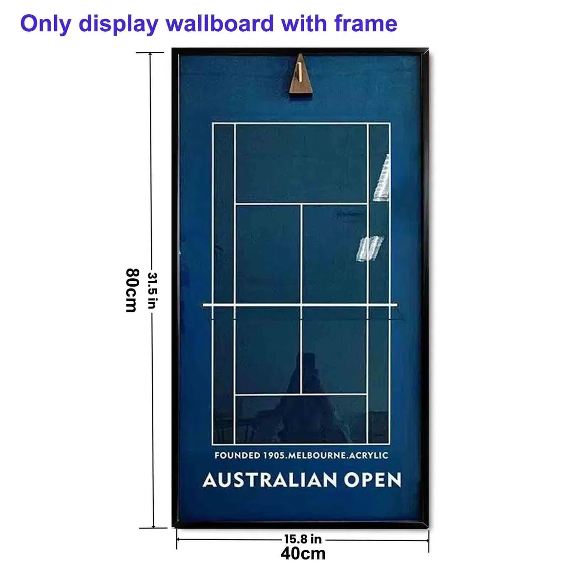 Cornice per Racchetta da Tennis - cornice espositiva con retro in lino per Casa, Soggiorno, Camera da Letto per esposizione di attrezzi sportivi (40 x 80 cm)(B)