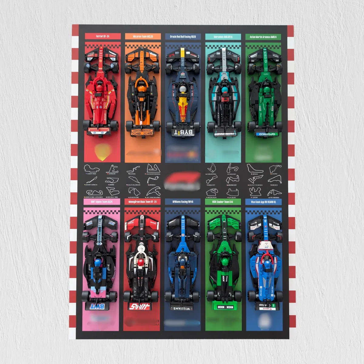 Display da incorniciare, 50 x 70 cm, per collezione LEGO F1 Speed Champions, supporto Forex 3 mm, decorazione da parete per collezionisti