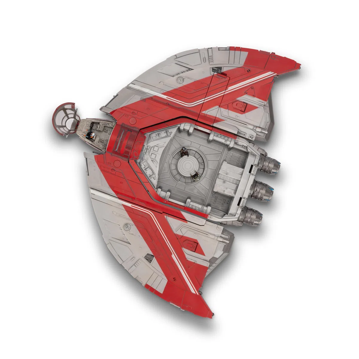 Star Wars Micro Galaxy Squadron Ahsoka Tanos T-6 Jedi Shuttle - Veicolo da 33 cm con ali rotanti e tre microfigure da 2,5 cm come accessorio