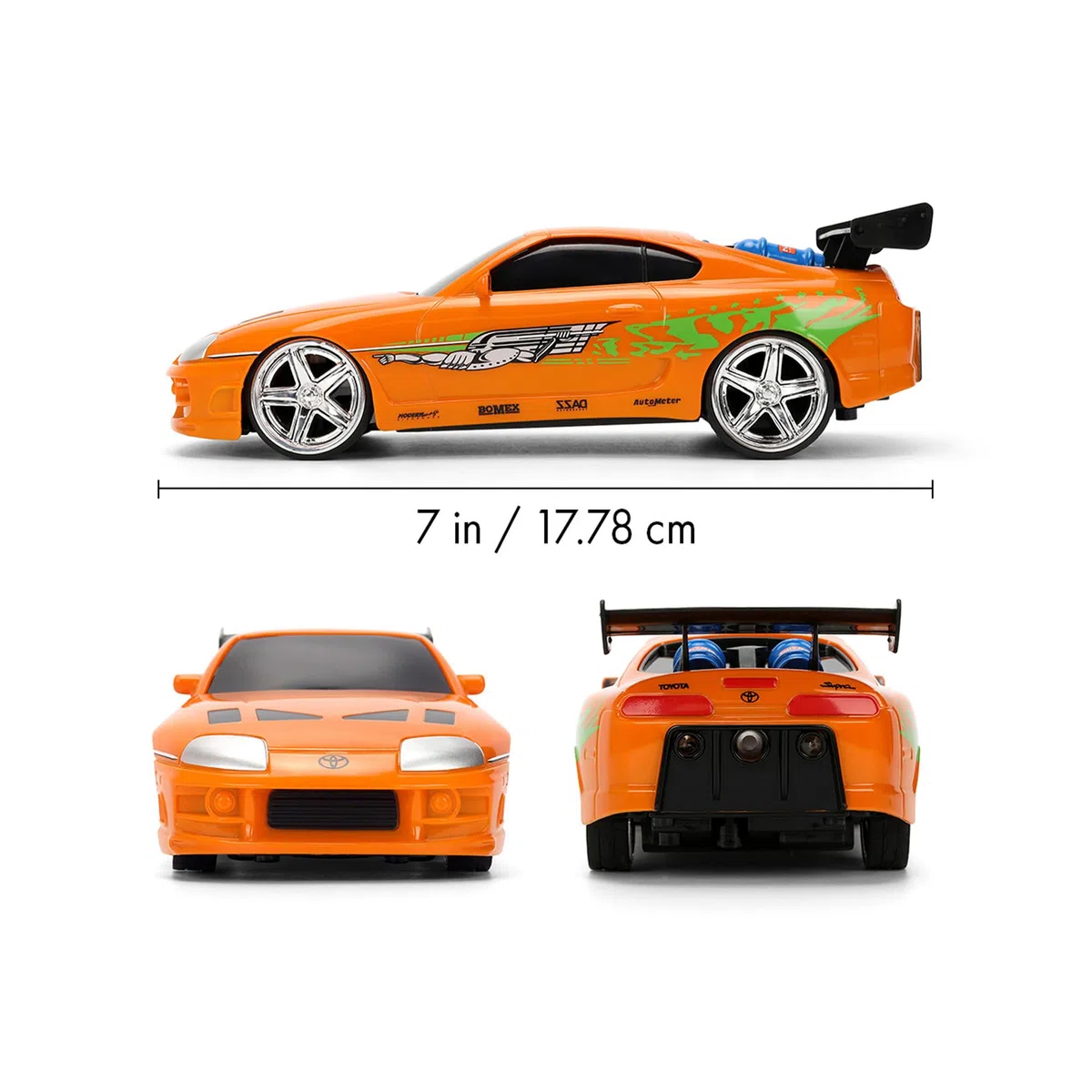 Jada Toys - Fast & Furious, Toyota Supra RC 1995 in scala 1:24, radiocomando 2,4 GHz a 2 canali, funzione Turbo ed effetto vapore – Auto telecomandata ufficiale Fast & Furious