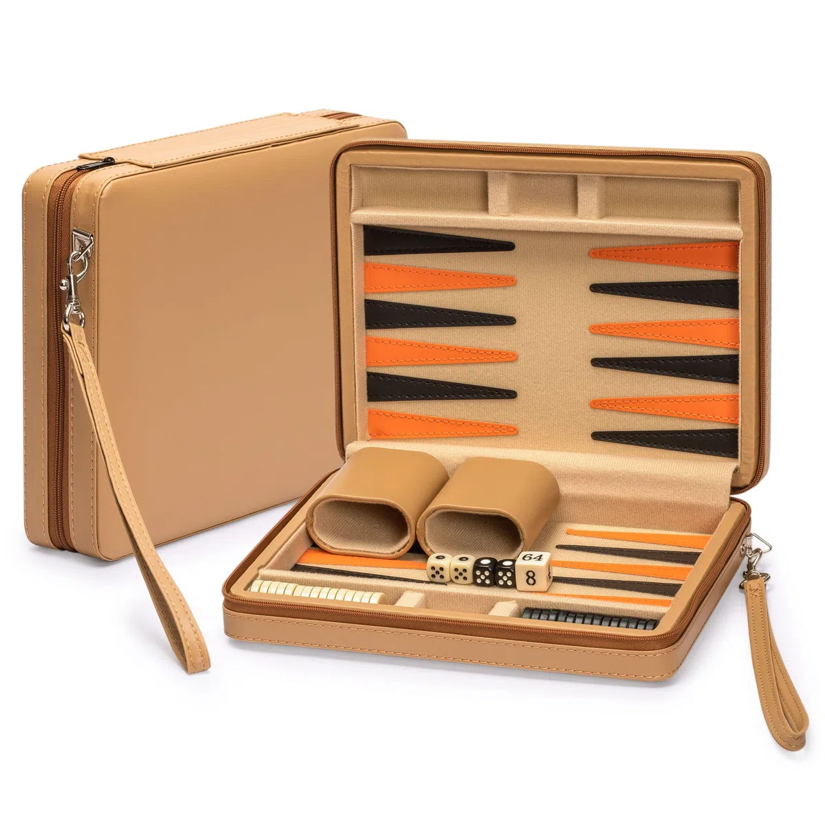 Yellow Mountain Imports, Mini Backgammon da Viaggio "Bozcaada", Pedine Magnetiche e Tabellone da 23,5 cm con Elegante Custodia in Ecopelle, Gioco da Tavolo di Strategia Classico