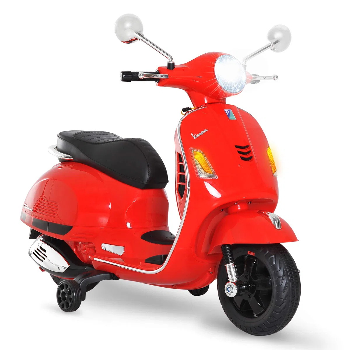 HOMCOM Vespa Moto Elettrica per Bambini, 6V Motorino Elettrico 3-6 Anni, Rosso, 102x50.5x75.5 cm