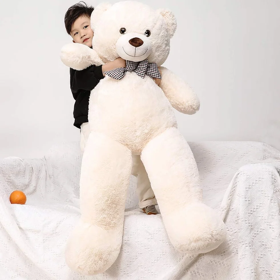 XL Orsacchiotto Orso di Peluche 110 cm di Altezza Giganti Orso Peluche per Fidanzata Teddy Bear Regalo per Compleanno Natale e San Valentino Bianco