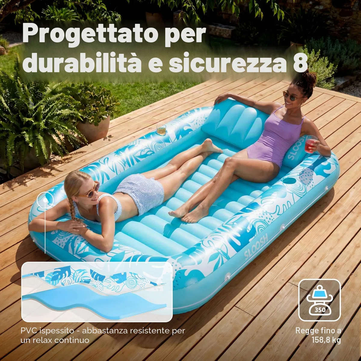 SLOOSH Tanning Pool dmuchany basen dla dorosłych 4w1 z poduszką