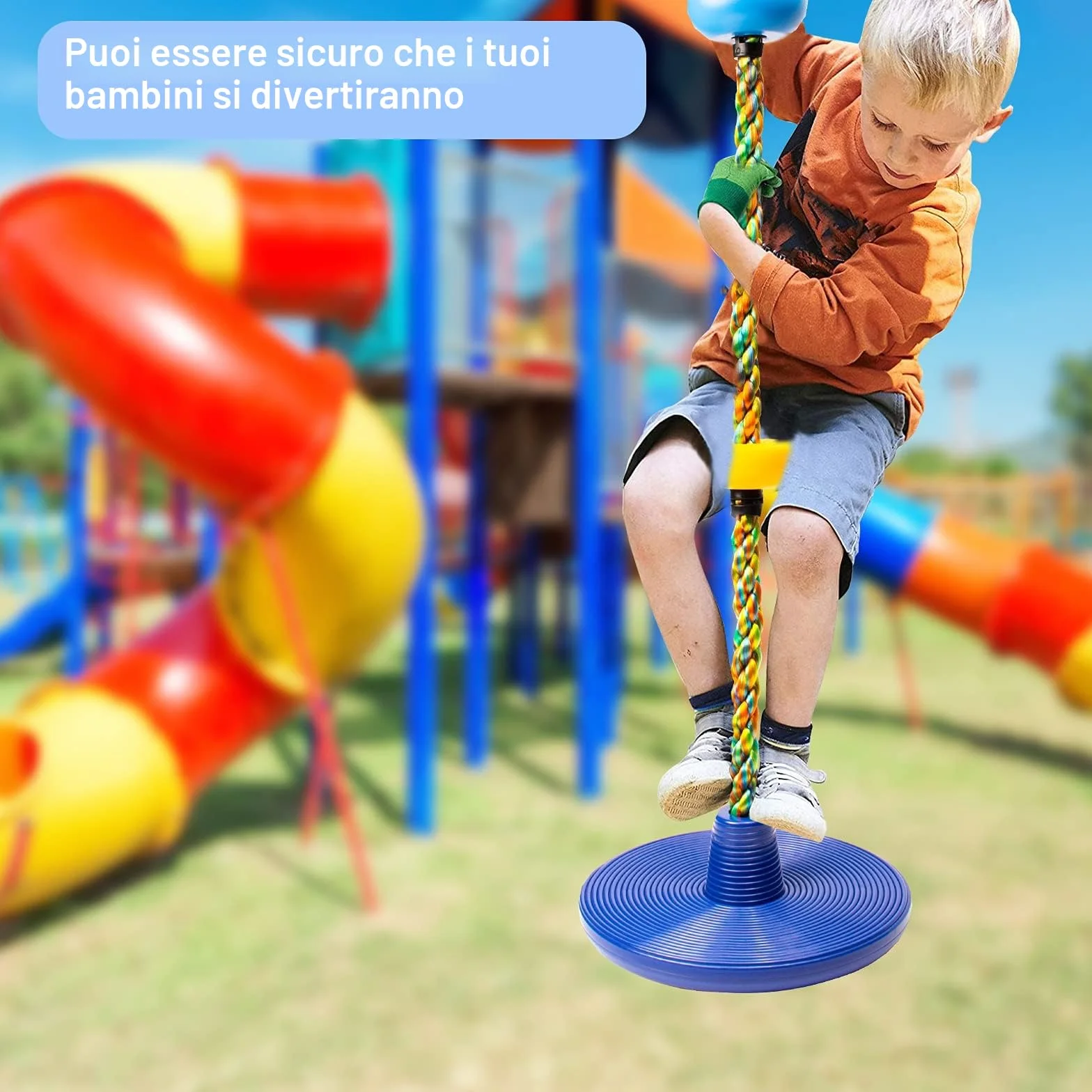 Arrampicata Corda Altalena Bambini Con Piattaforma e Disco Set Playset Accessori