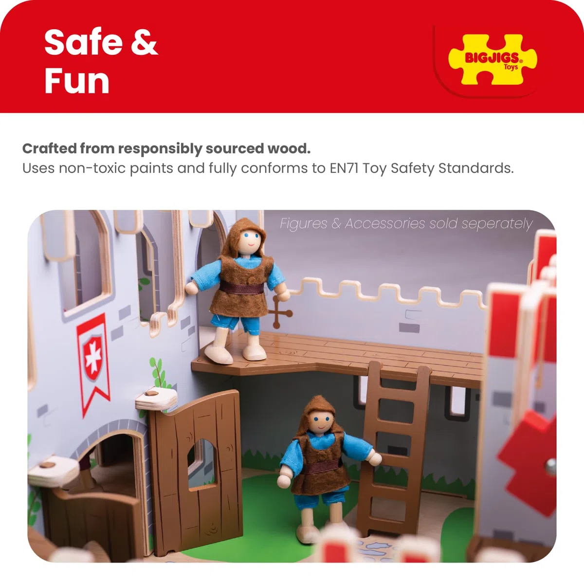 Castello di Bigjigs Giocattoli Re Giorgio - Castello Medievale Playset