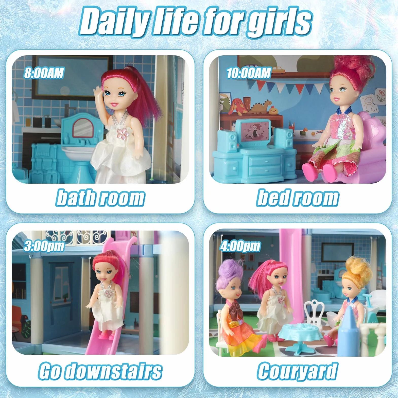 Casa dei Sogni con Bambola e Luci,Regalo Bambina 3-7 Anni Giocattoli,Casa delle Bambole Giocattoli per Ragazze