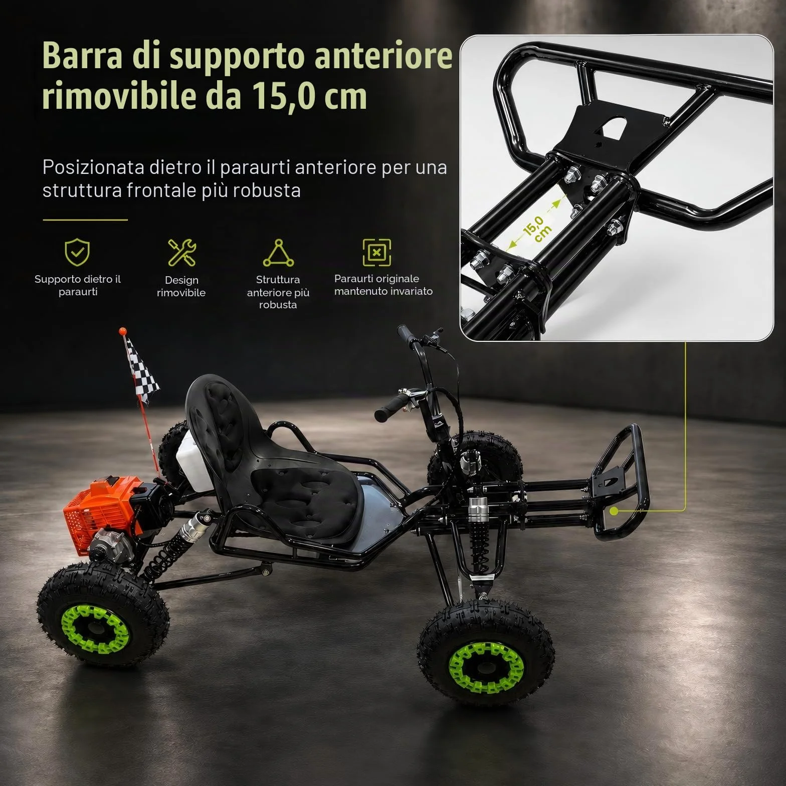 Zyliathor Gas Offroad Go Kart, pneumatici da 6 pollici, freno a disco idraulico, capacità massima 180 kg, fuoristrada/terreno privato, rosso