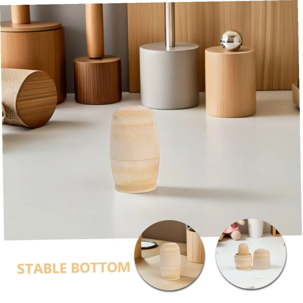 Set 5 Pezzi Bambole Matrioska in Legno da Colorare, Kit Educativo Fai da Te per Bambini