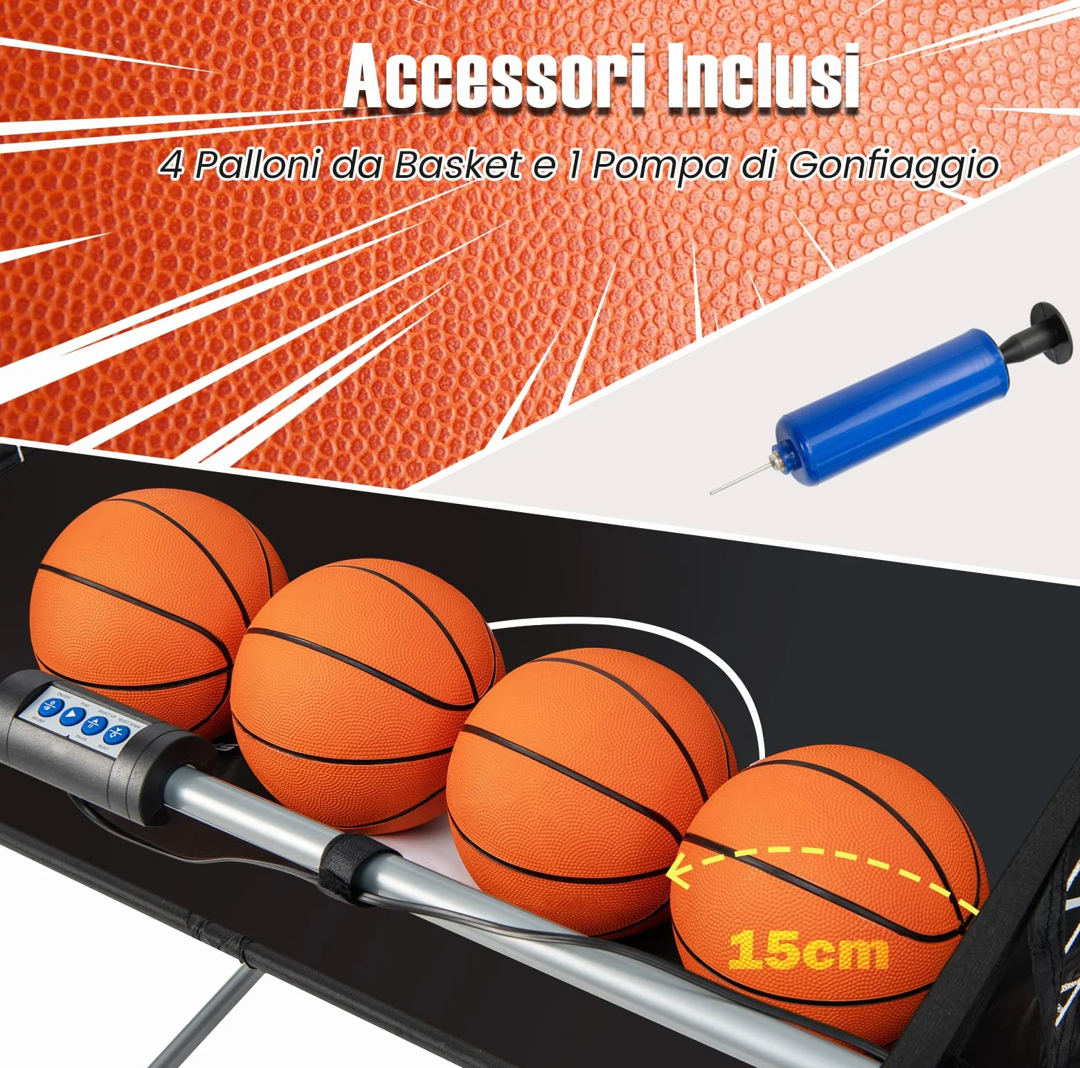 COSTWAY Macchina da Pallacanestro Elettronica, Canestro Basket da Camera a Doppio Tiro Pieghevole con Punteggio Elettronico, 4 Palle, 8 Modalità di Gioco e 2 Canestri (Bianco)