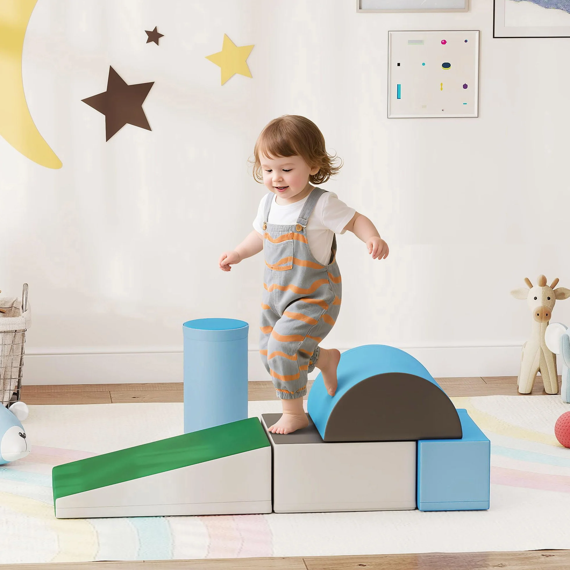HOMCOM Set Costruzioni Morbide 5 Blocchi Colorati per Bimbi 1-3 Anni