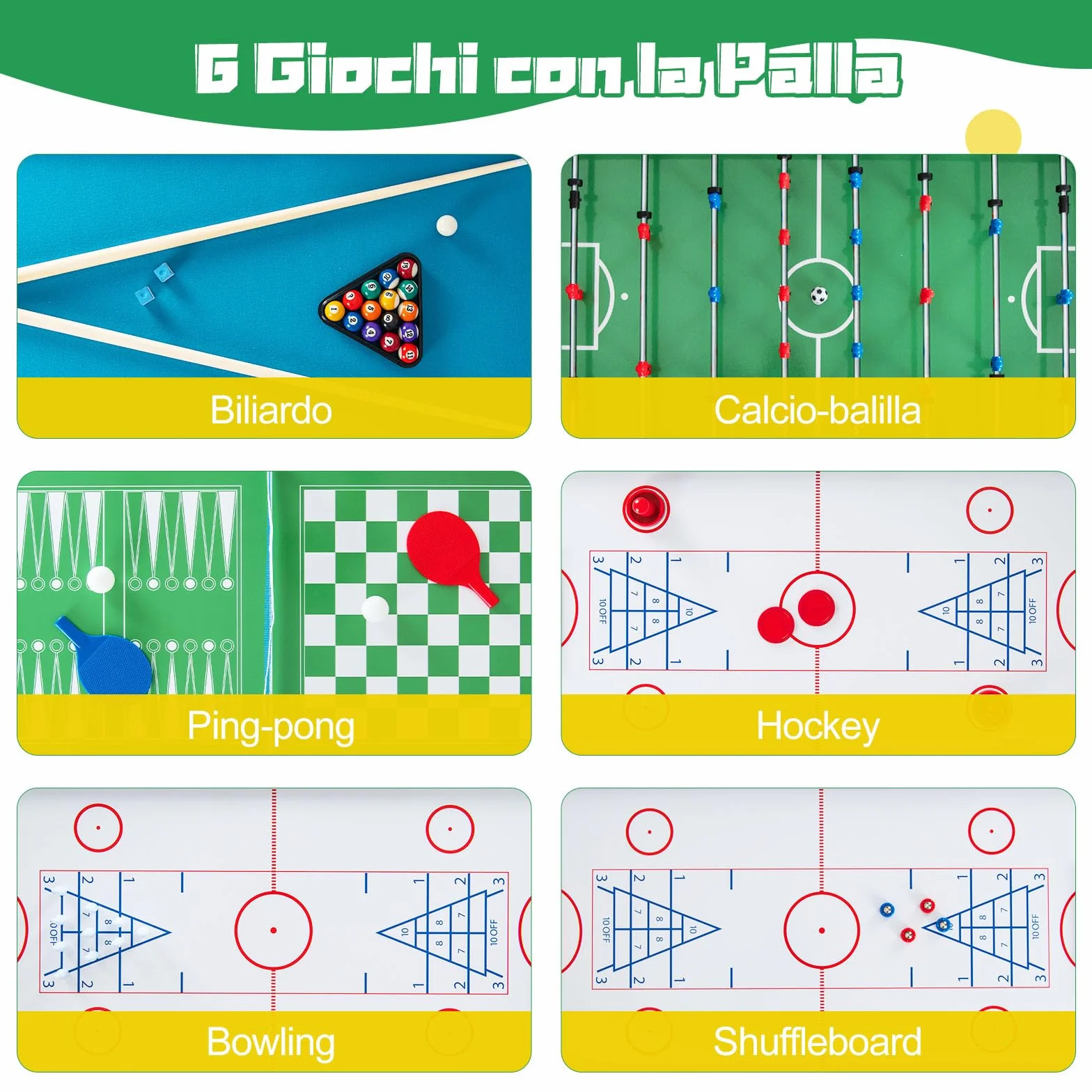 RELAX4LIFE 12 IN 1 Tavolo da Gioco Multifunzionale, Set da Tavolo Multigioco Calcio Balilla Ping Pong Air Hockey Scacchi Bowling, per Casa Ufficio Bar