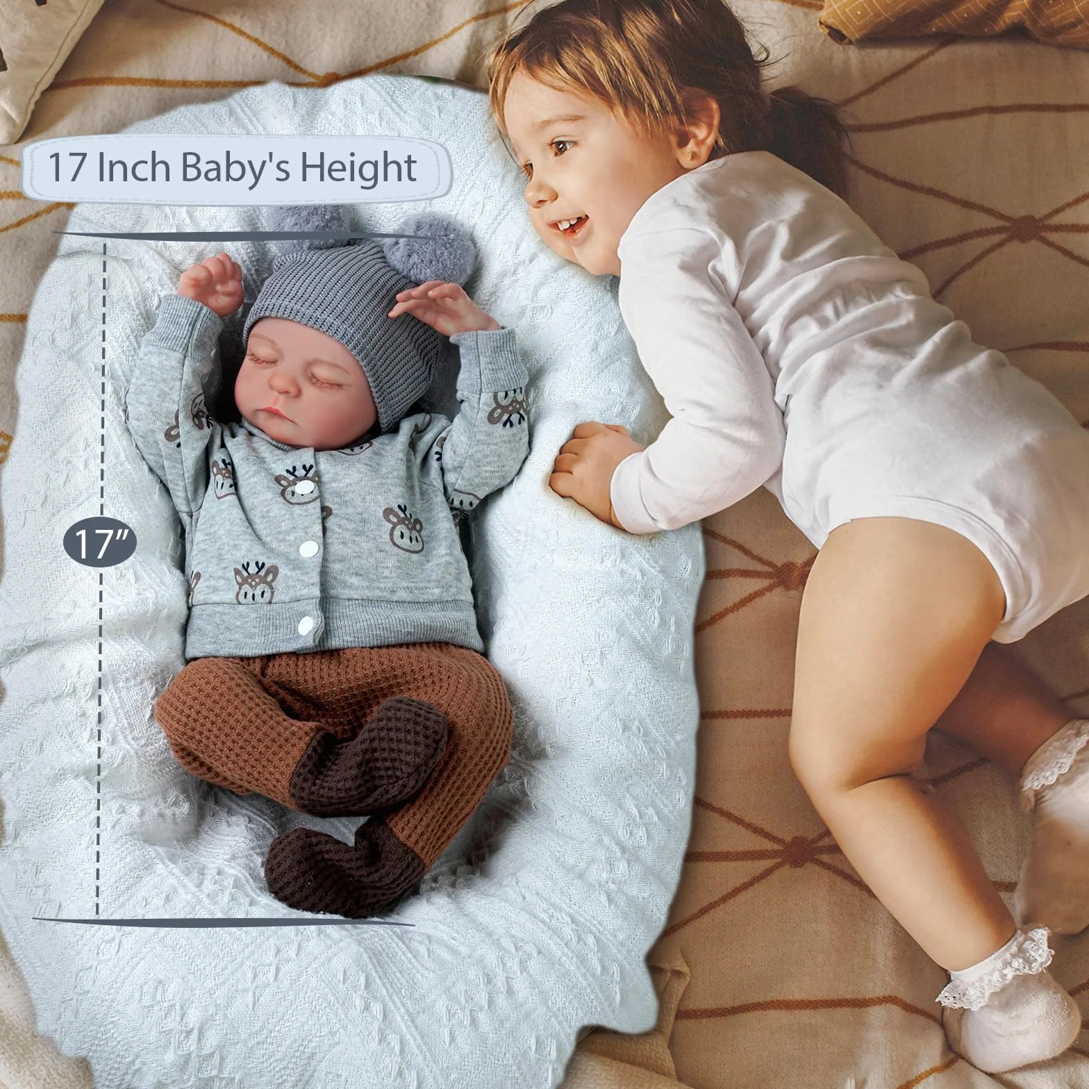 JIZHI Reborn Maschio - 20 pollici Realistico corpo Completo in Vinile Anatomicamente Corretto Bambole per Bambini con Accessori dai 3 Anni in su