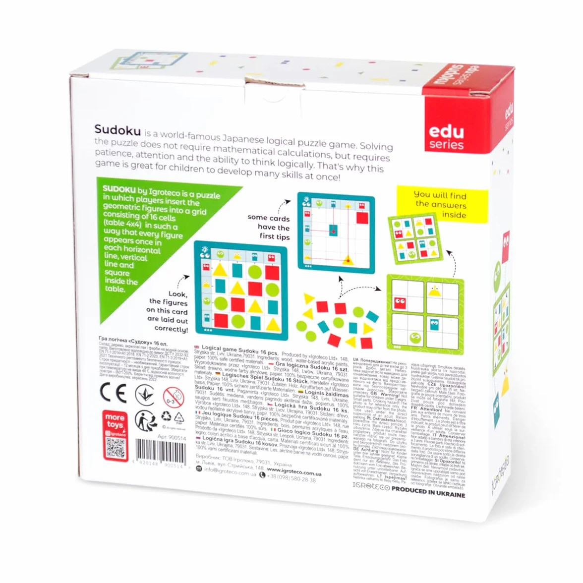 Gioco di logica Sudoku geometrico in legno 16 pezzi 20 compiti educativo
