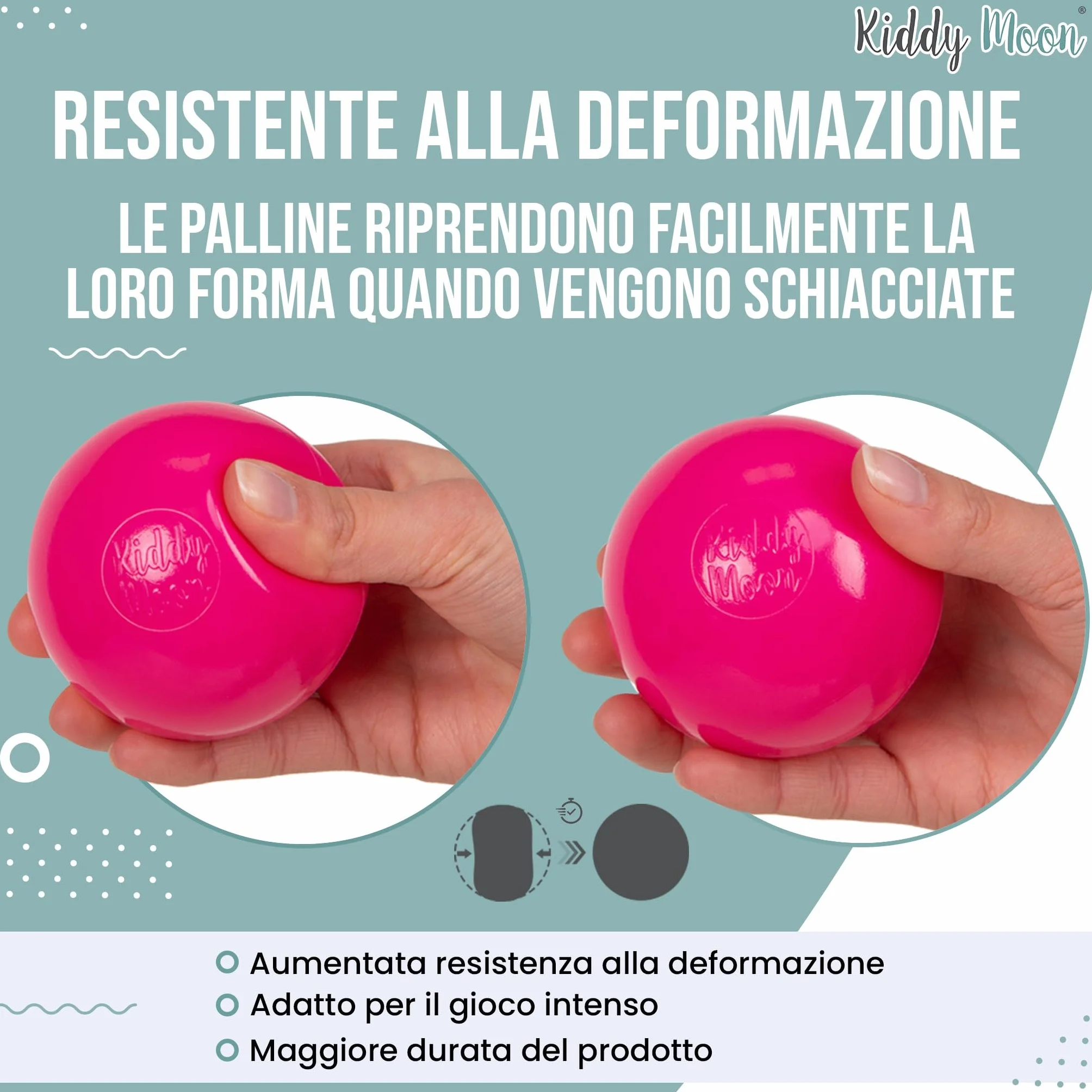 KiddyMoon 200 Palline/7Cm Palline Morbide Colorate Per Piscina Bambini Fatto In EU, Grigio/Bianco/Babyblue