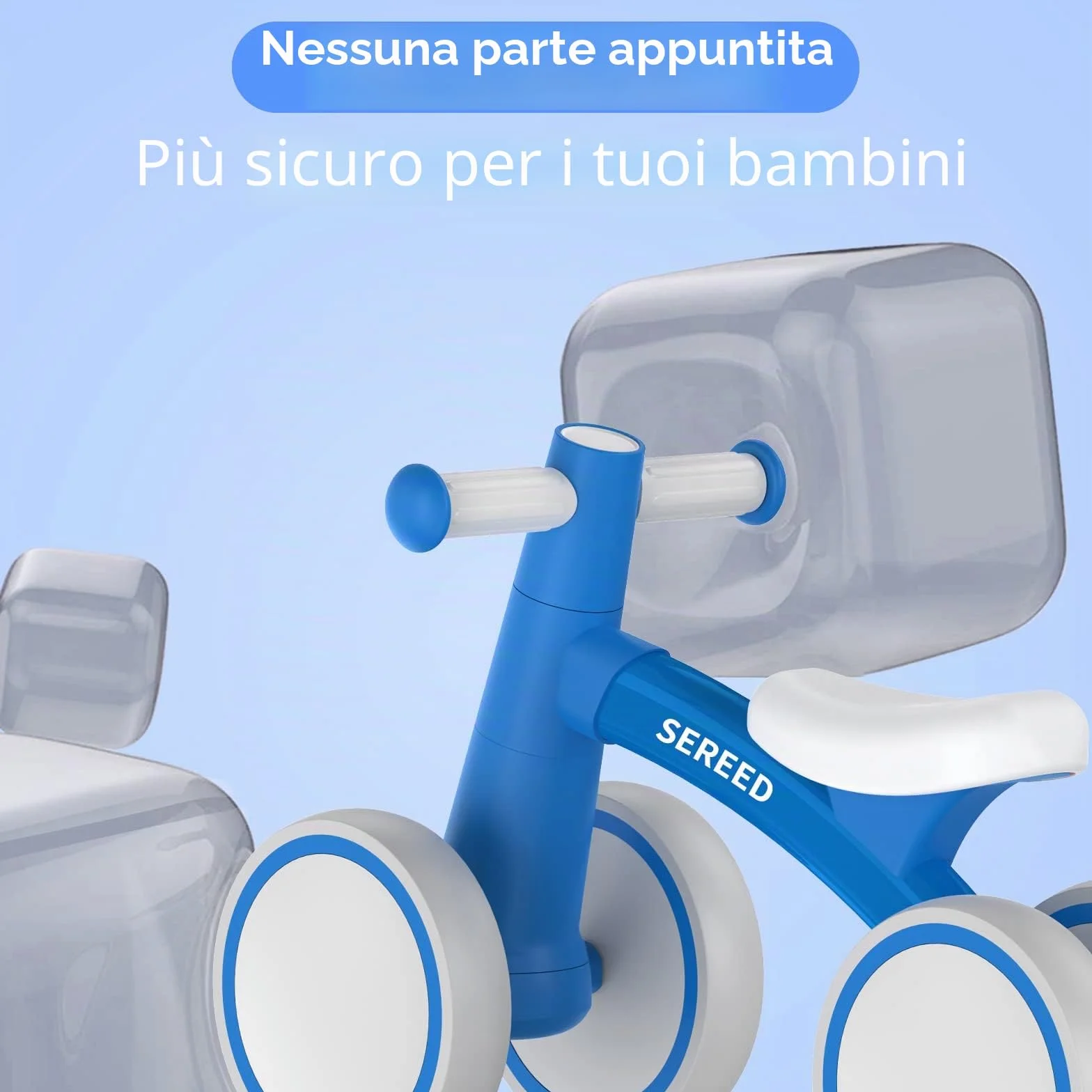 SEREED Bicicletta per bambini a partire da 1 anno, giocattolo per bambini da 12 a 24 mesi, prima bicicletta senza pedale con 4 ruote per ragazzi e ragazze, regalo di primo compleanno