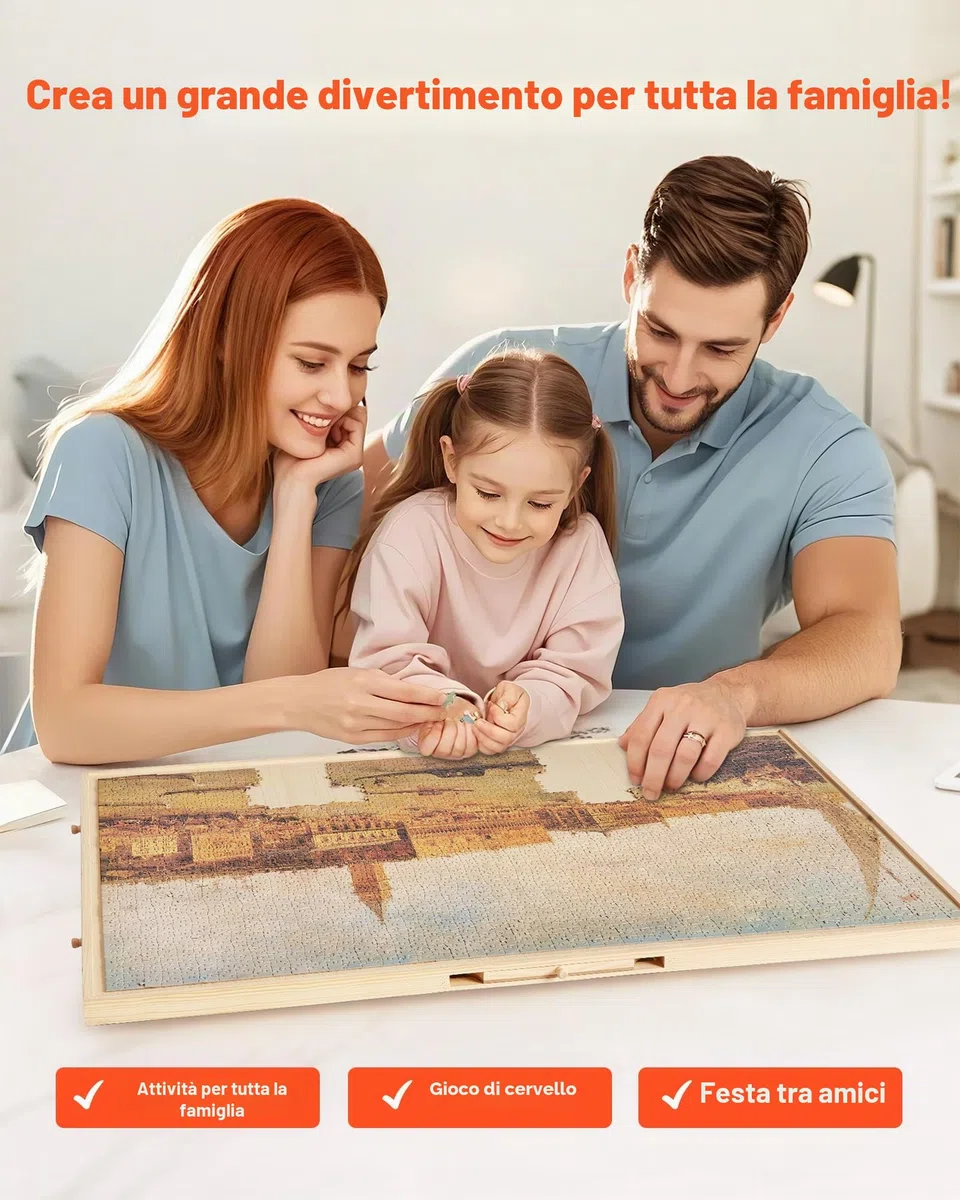 VEVOR Tavolo per Puzzle 1020 x 745 mm da 2000 Pezzi, Set da Tavolo per Puzzle Standard Portatili in Legno con 5 Cassetti e Coperchio, Anello di Base Rotante a 360° per Adulti, Facile da Riporre
