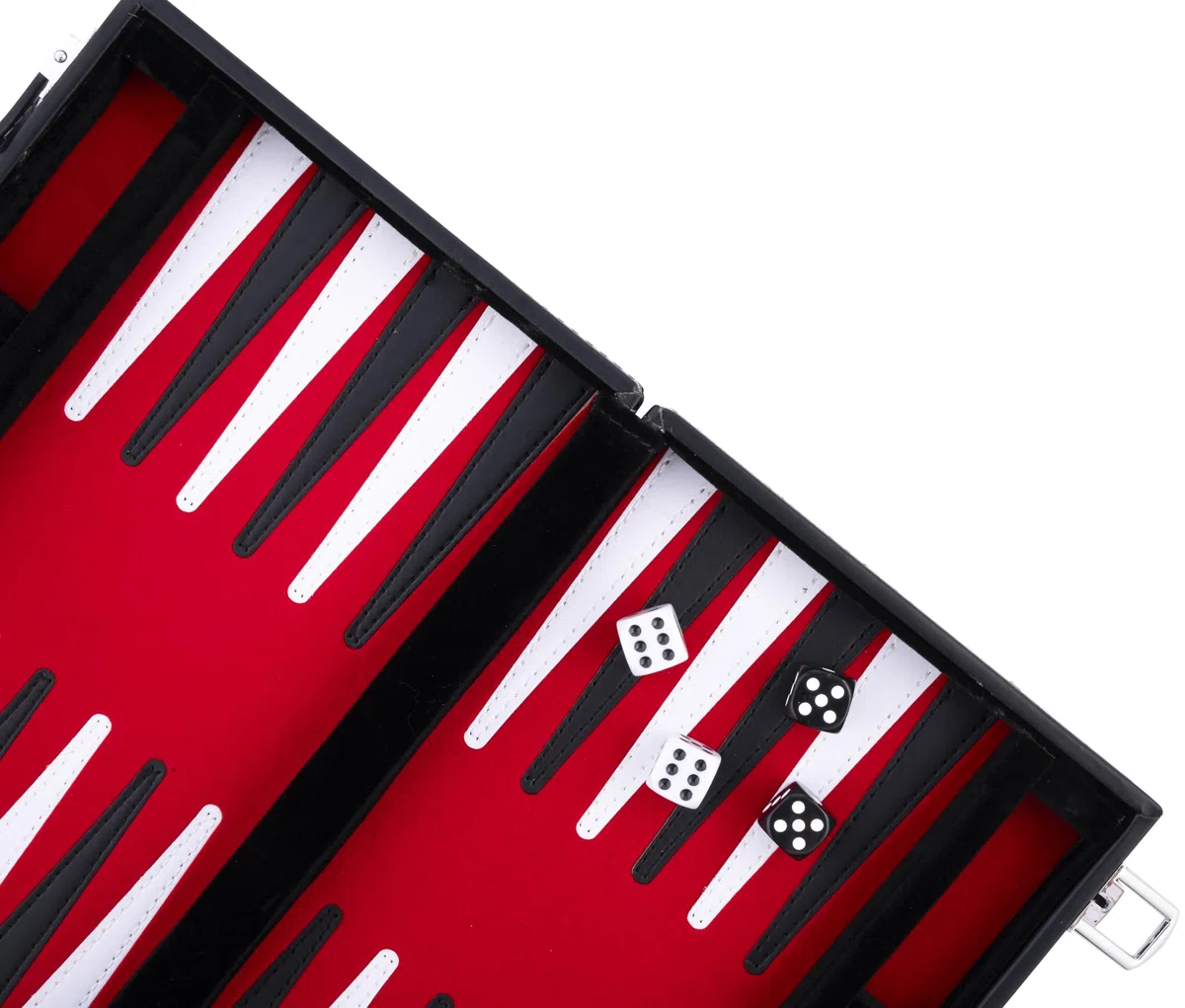 Engelhart - 250513 - Valigetta Backgammon 30 cm (11 Pollici) - Similpelle Rossa/Nera/Bianca con Interno in Velluto - Gioco da Tavolo Portatile per 2 Giocatori - Dai 6 Anni in Su