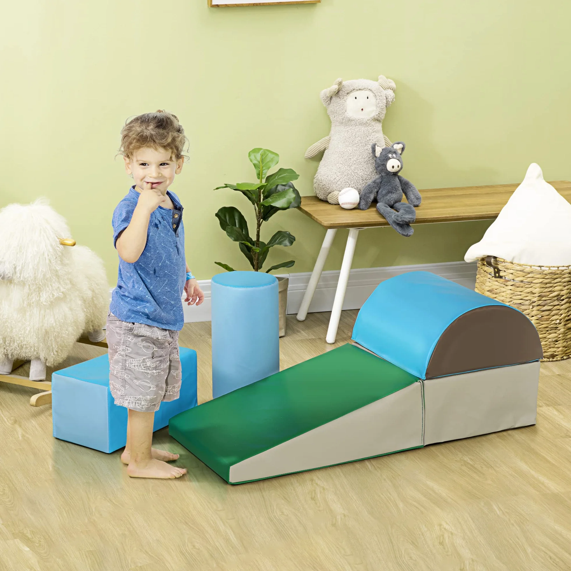 HOMCOM Set Costruzioni Morbide 5 Blocchi Colorati per Bimbi 1-3 Anni