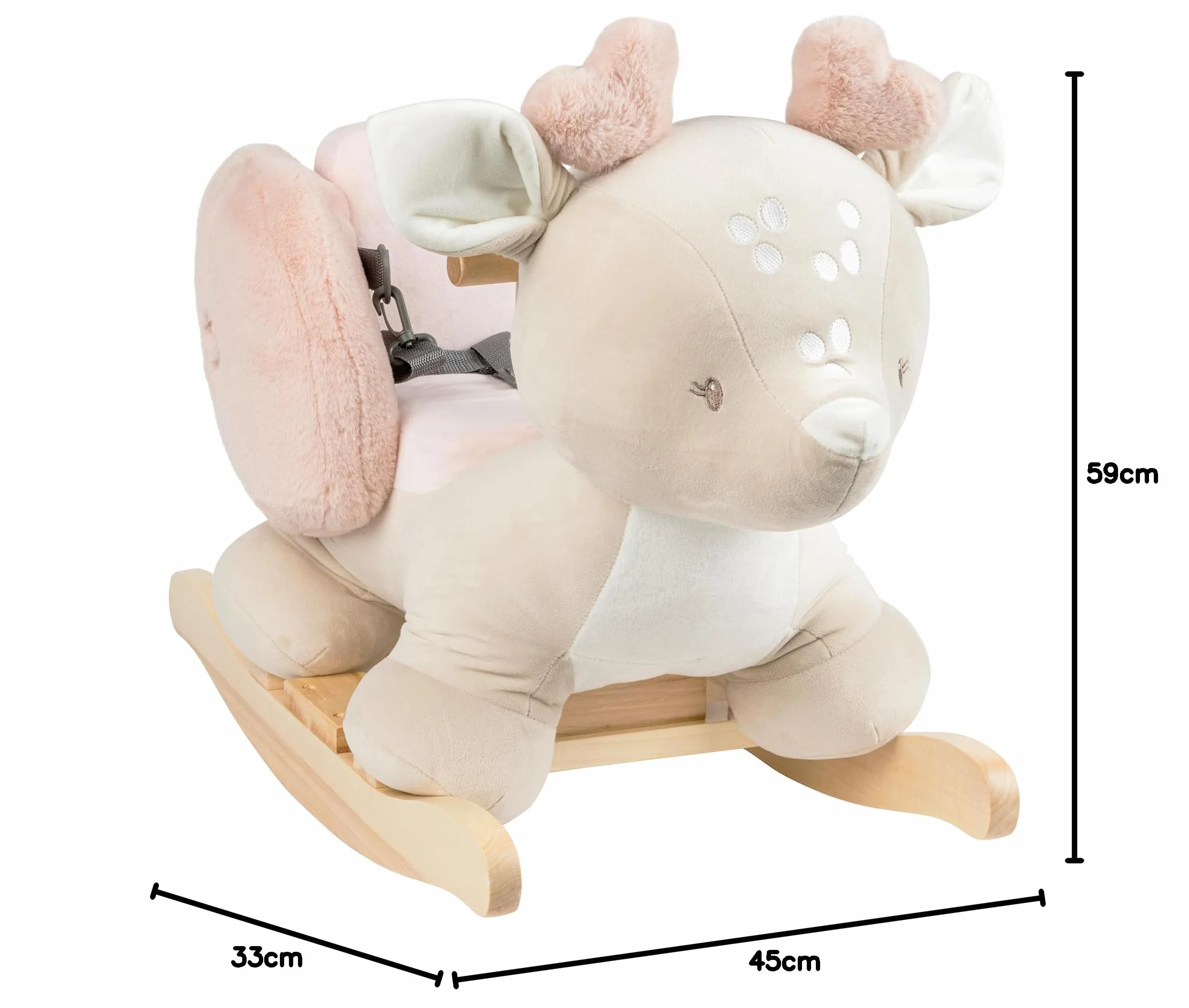 Nattou Animale a Dondolo, Cerbiatto, Cintura di Sicurezza Inclusa, Allegro Dondolio Avanti e Indietro, 100% Poliestere, FanFan, Beige