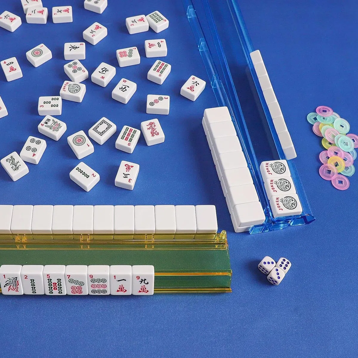 Mahjong Rack Acrilico con Pushers Set di 4 Organizer Trasparenti