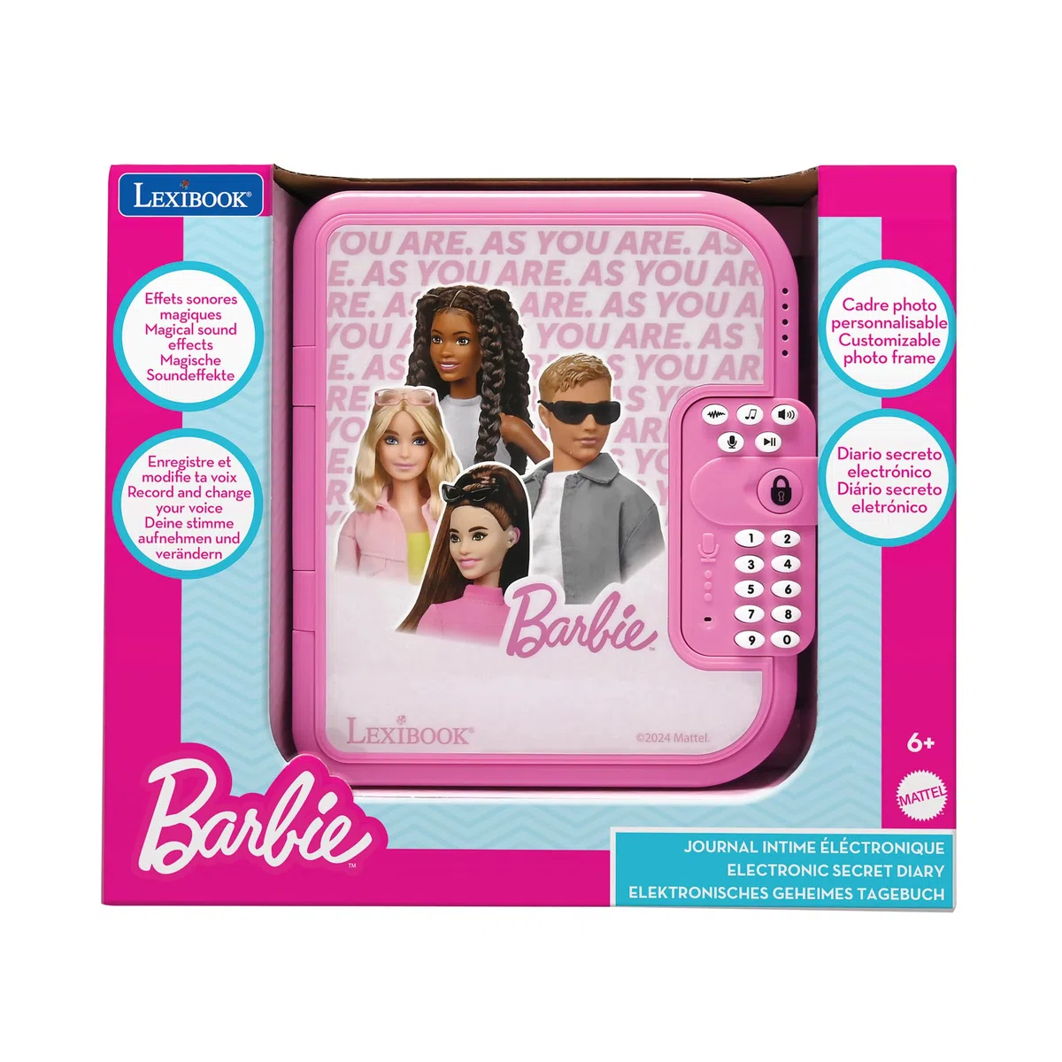 Lexibook, Barbie: Diario elettronico Barbie con Penna e quaderno Inclusi, interattivo, protetto da Password, funzioni Divertenti, Effetti sonori, Rosa, SD50BB