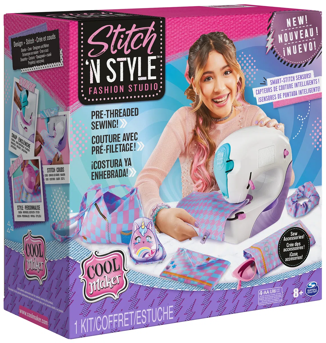 Cool Maker Stitch 'N Style Fashion Studio , Macchina da Cucire per bambini e bambine , Filo da cucire pre-inserito, tessuto e stampe ad acqua , Giochi creativi per bambini e bambine dagli 8 anni