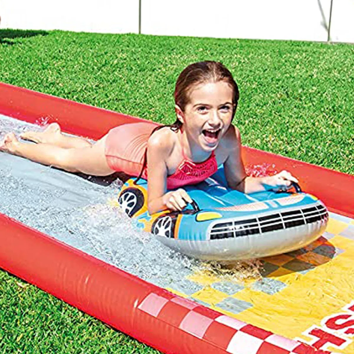 Intex 57167Ep Pista Gonfiabile Acquascivolo con 2 Piloti Auto da Surf e Spruzzatore Integrato per Bambini 6+