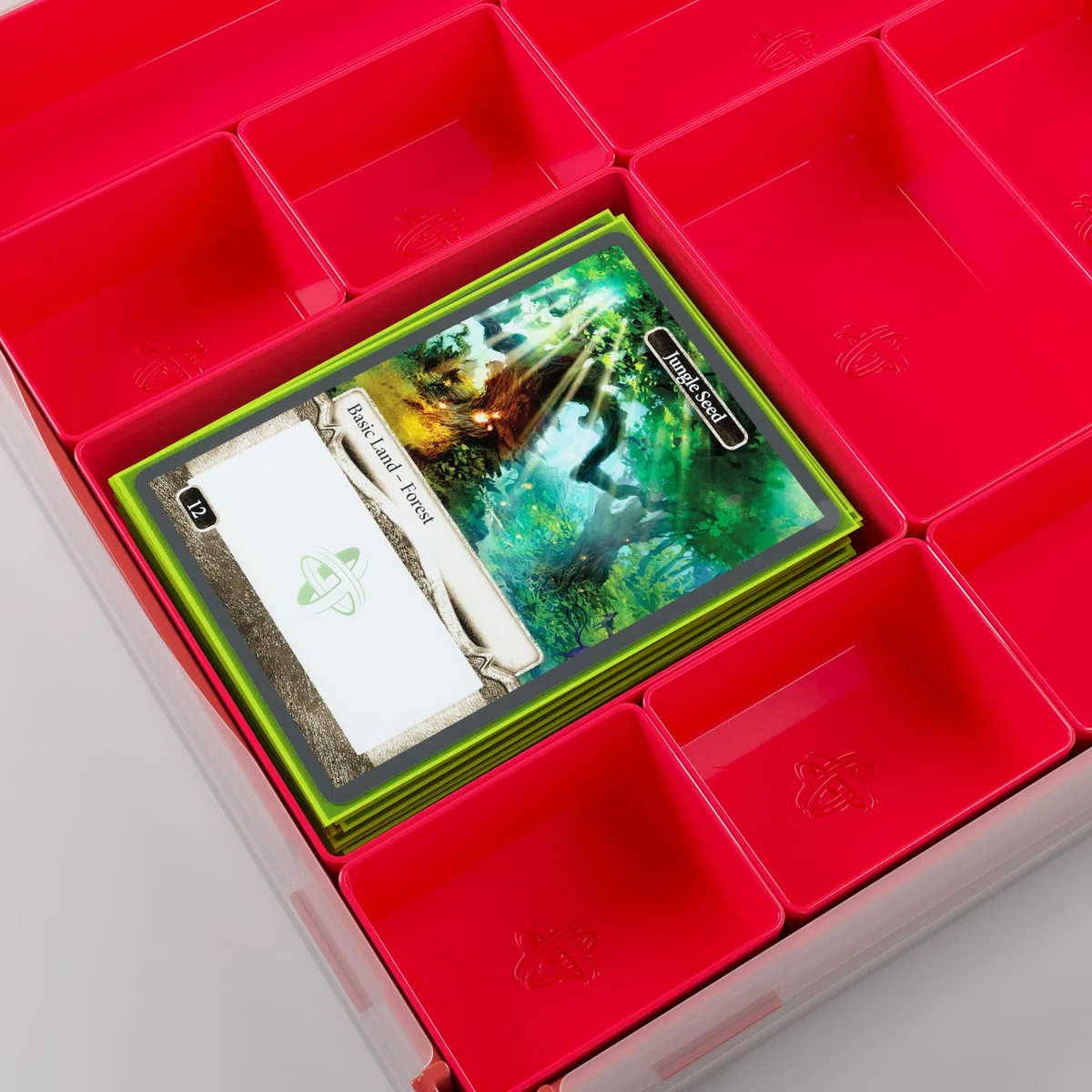 Gamegenic Token Silo XL Convertible - Soluzione versatile per accessori da gioco da tavolo, 15 vassoi rimovibili in 5 diverse dimensioni, scatola per gettoni impilabile, colore rosso, realizzato
