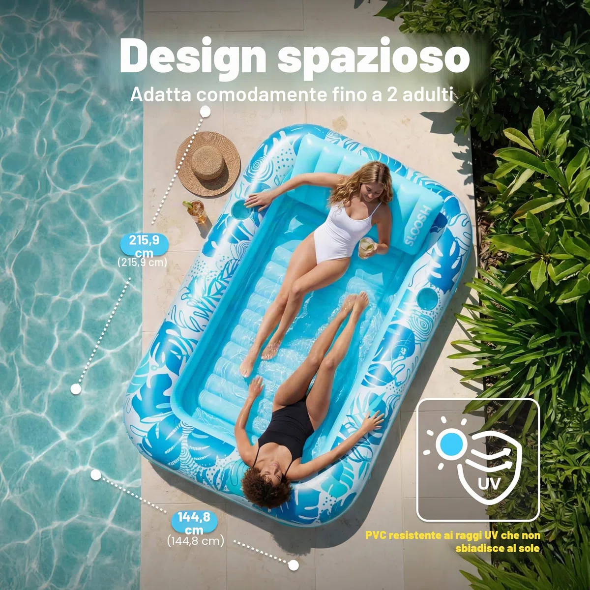 SLOOSH Tanning Pool dmuchany basen dla dorosłych 4w1 z poduszką