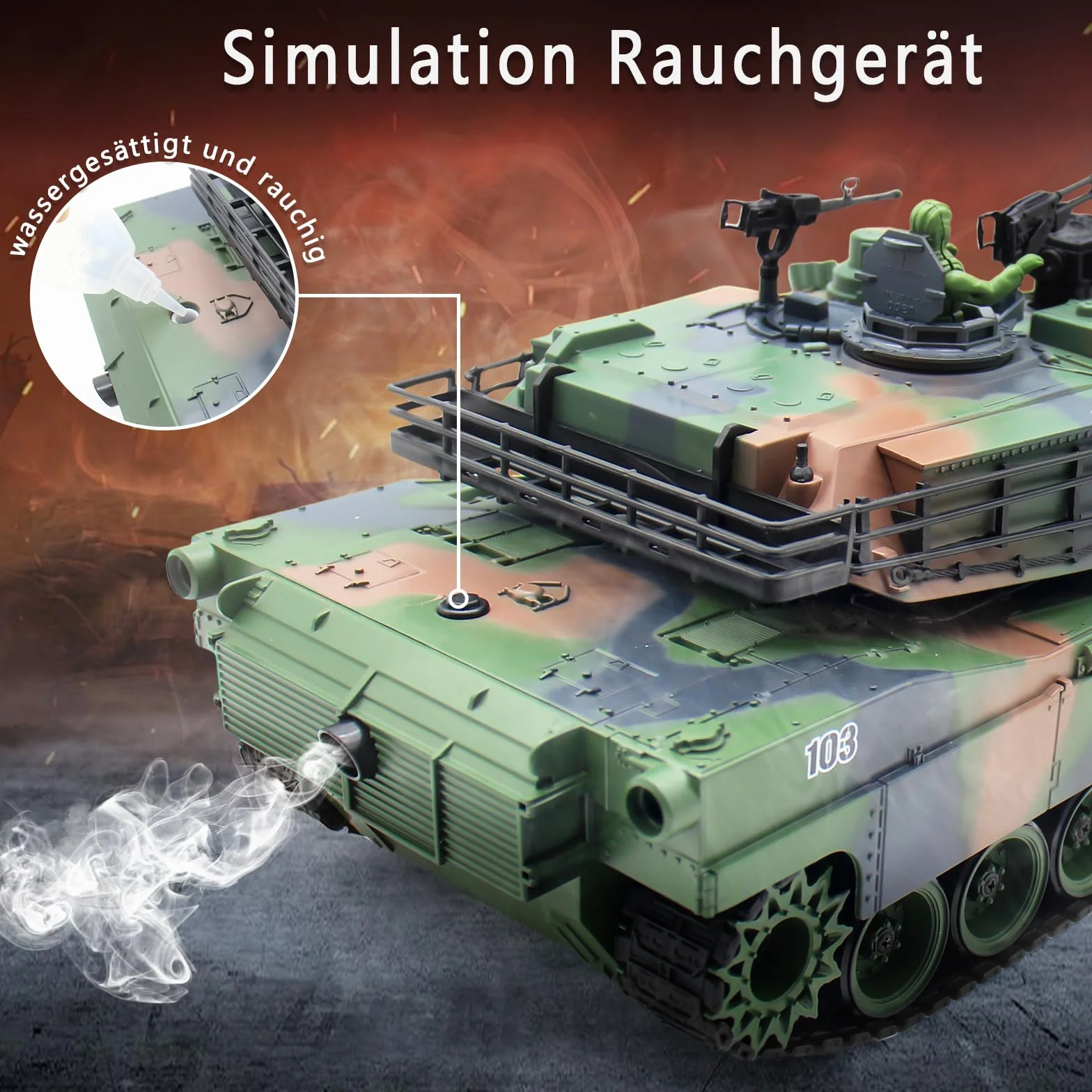 Carro armato radiocomandato 1/18 RC, M412, giocattolo modello di carro armato telecomandato, 15 CH Battle Army Serbatoio luce fumo, veicolo militare RC per adulti e bambini che spara BBS e bombe