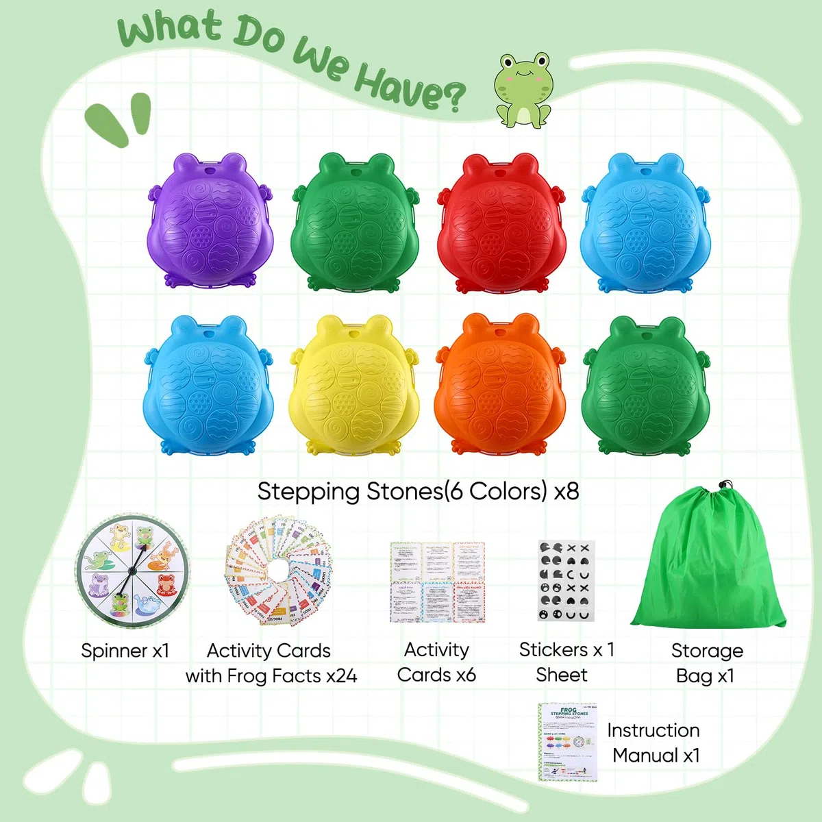 Pietre di Bilanciamento Bambini 8 Pezzi Stepping Stones Rana Equilibrio Coordinazione Percorsi Ostacoli Interni Esterni