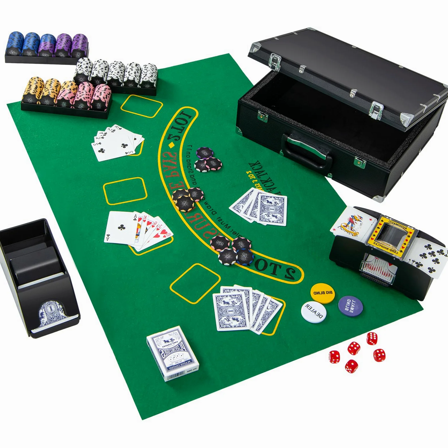 HOMASIS Set da Poker Professionale con Fiches e Mazzi di Carte per Texas Holdem