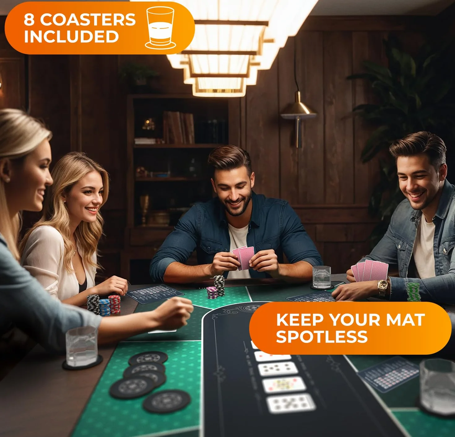 Newverest Tappetino da Poker 178 × 89 cm, Texas Hold’em Per Le Tue Serate Di Gioco, Fino a 10 Giocatori, Casino e Blackjack, Borsa con Cerniera Resistente, 8 Sottobicchieri, Scatola Regalo
