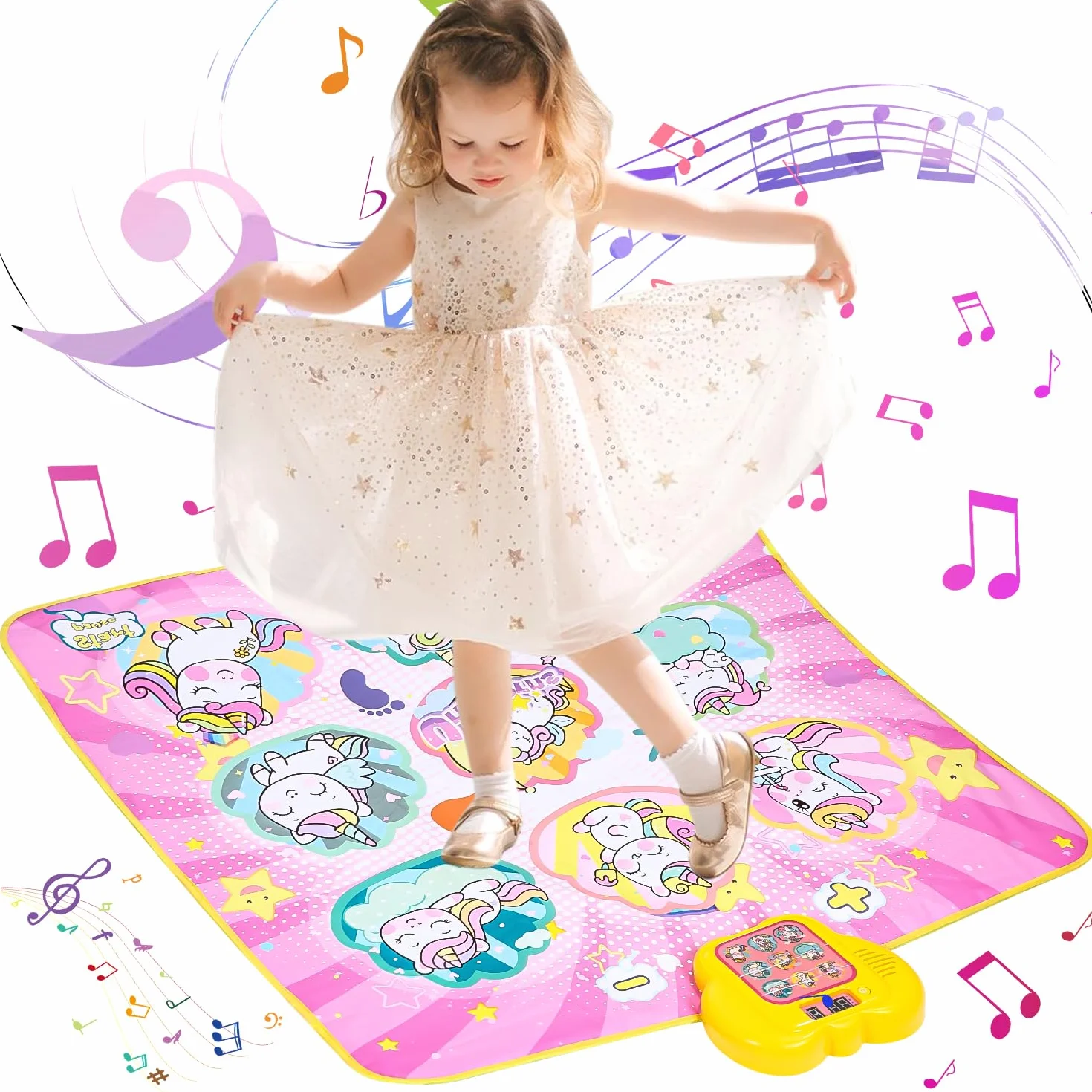 Tappeto da ballo per bambini dai 3 ai 12+ anni, giocattolo tappeto da ballo unicorno con display a LED, 5 modalità di gioco, ballo di tappeto musicale regalo ragazza 3 4 5 6 7 8 9 10 11 12 anni