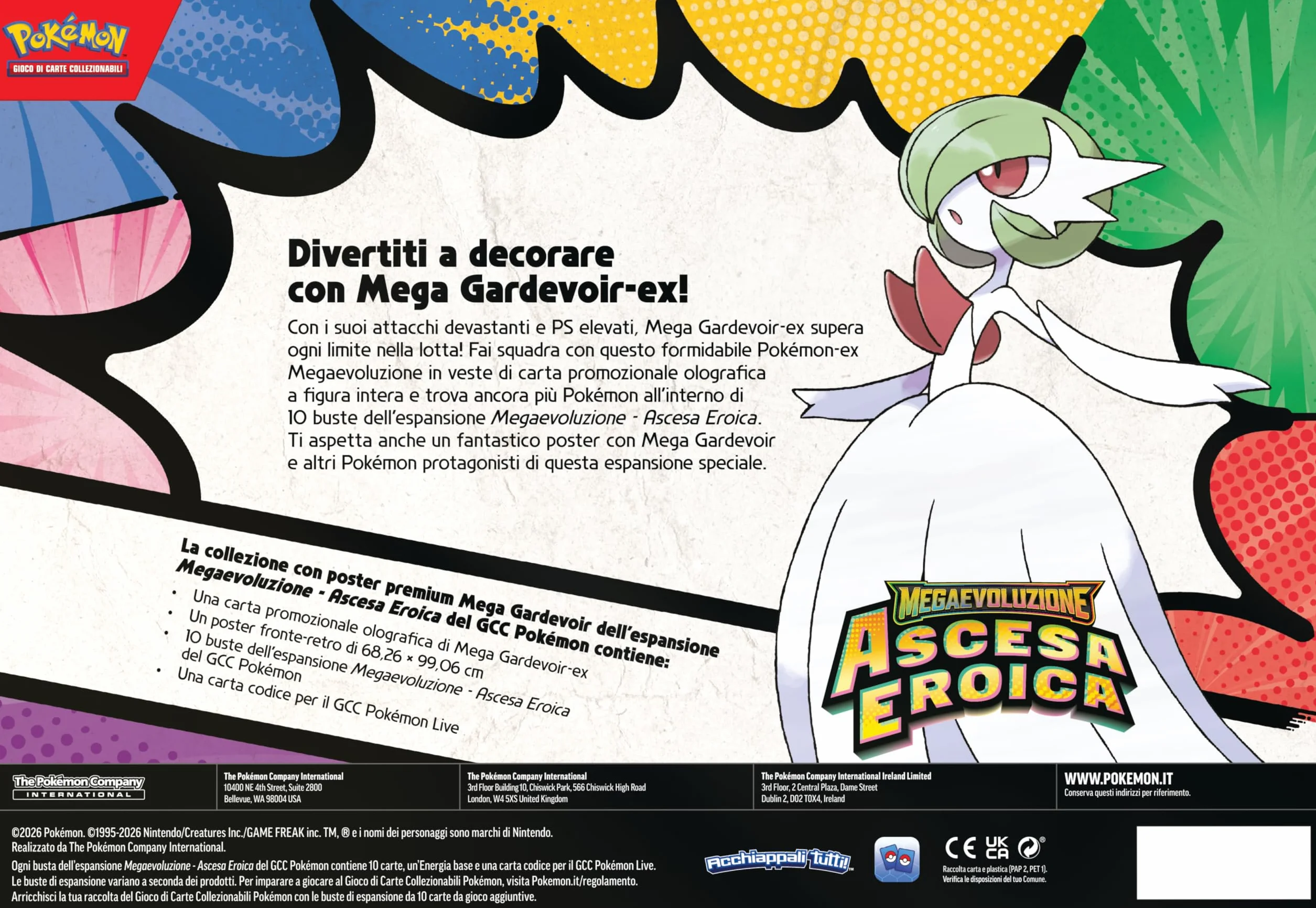 Pokémon: collezione con poster premium Mega Gardevoir dell’espansione Megaevoluzione - Ascesa Eroica del GCC Pokémon (1 carta promozionale olografica, 1 poster fronte-retro e 10 buste di espansione)