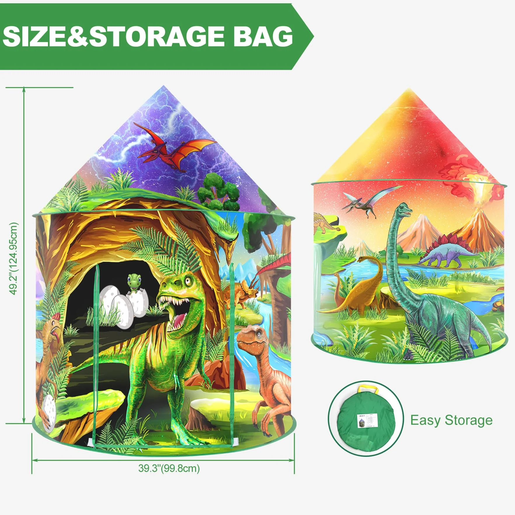 Dinosauro Tenda per Bambini Casetta Bambina Bambino Pop Up Capanna per Bambini Esterno Interno Portatile con Dinosauri Adesivi Casette Giochi Bambini