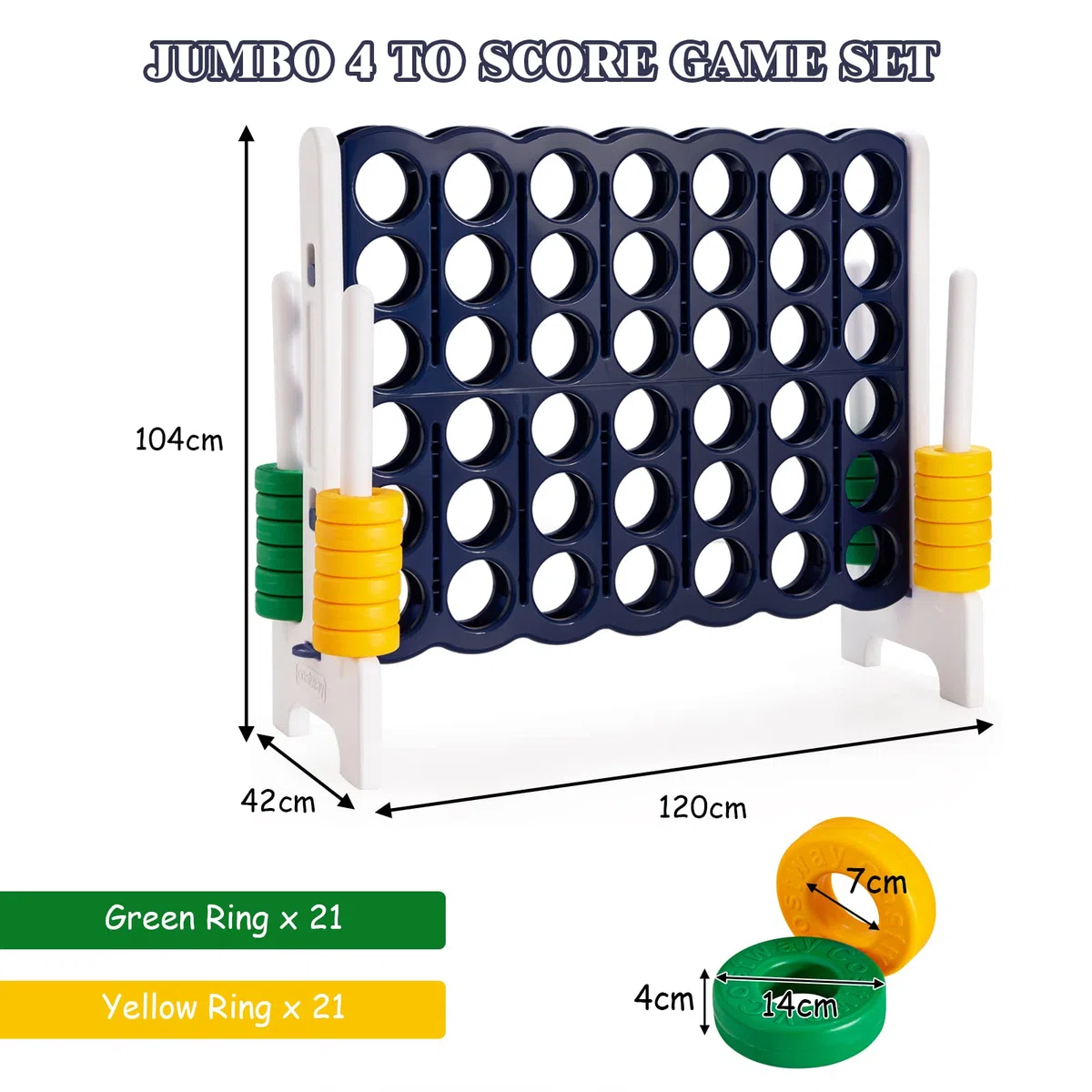 RELAX4LIFE Forza 4 Gioco Gigante per Bambini e Adulti, per Esterno e Interno, (120x42x104cm, Classico-E)
