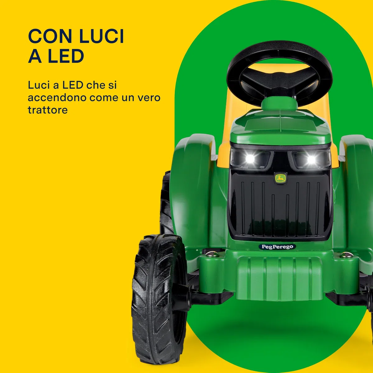 PEG John Deere Mini Tractor Trattore Elettrico Cavalcabile 6V per Bambini da 1 Anno con Batteria Ricaricabile, Luci LED, Clacson, Suoni e Melodie