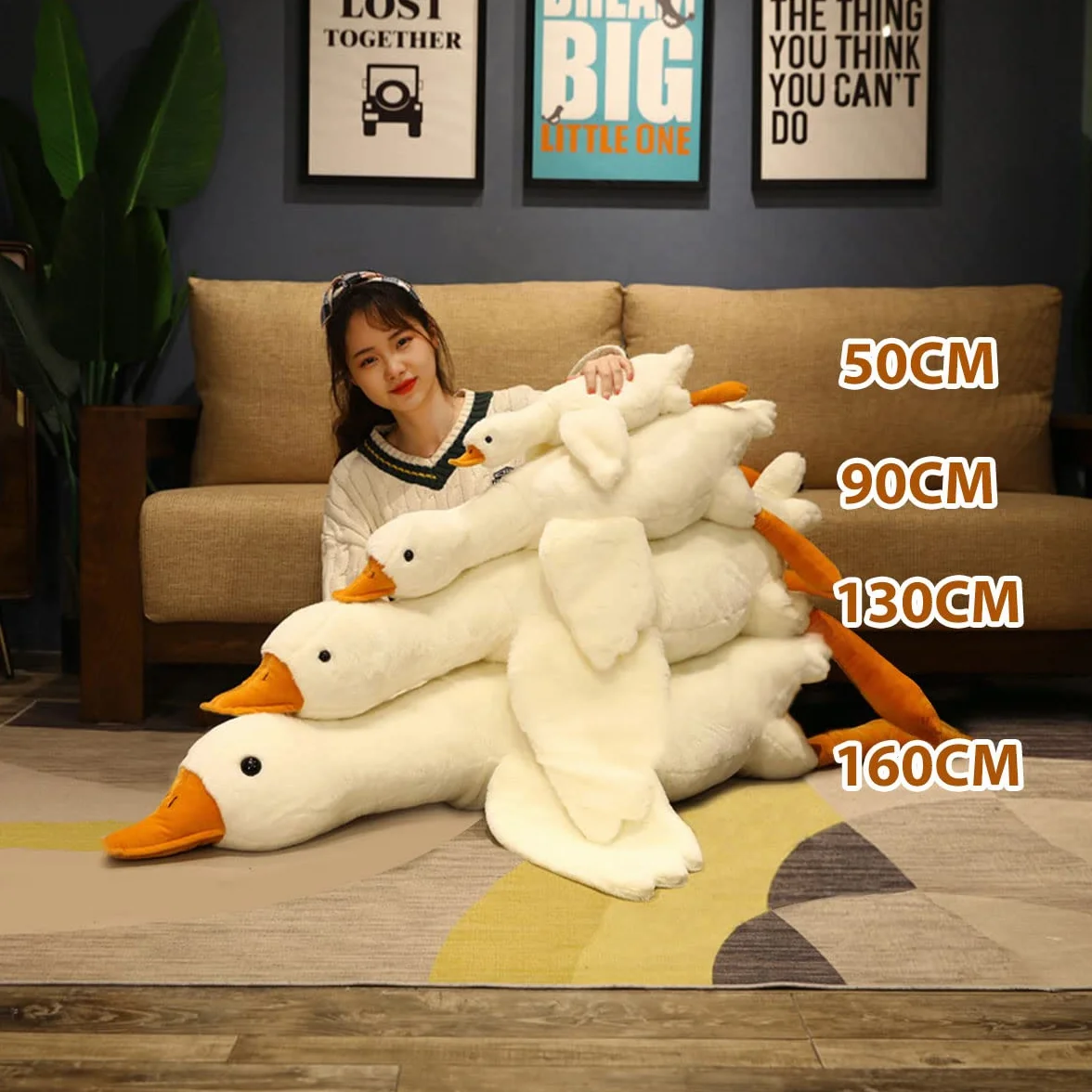 50-160 CM Enorme Oca Giocattoli di Peluche Grande Anatra Bambola Morbido Peluche Cuscino per Dormire per Bambini e Ragazze (160CM)