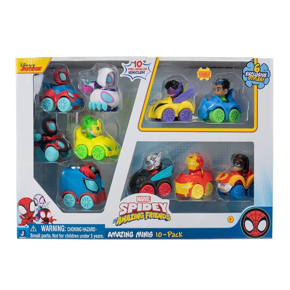 Spidey e i suoi super amici SNF0102 - Mini veicoli, confezione da 10 giocattoli a partire dai 3 anni