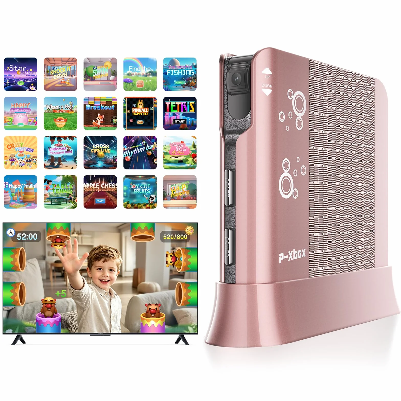 Console di Gioco con Controllo del Movimento per Bambini, Sistema Videogiochi Plug & Play per TV, Giochi Attivi Indoor e Divertimento per Famiglia, Ideale per Serate di Gioco e Feste